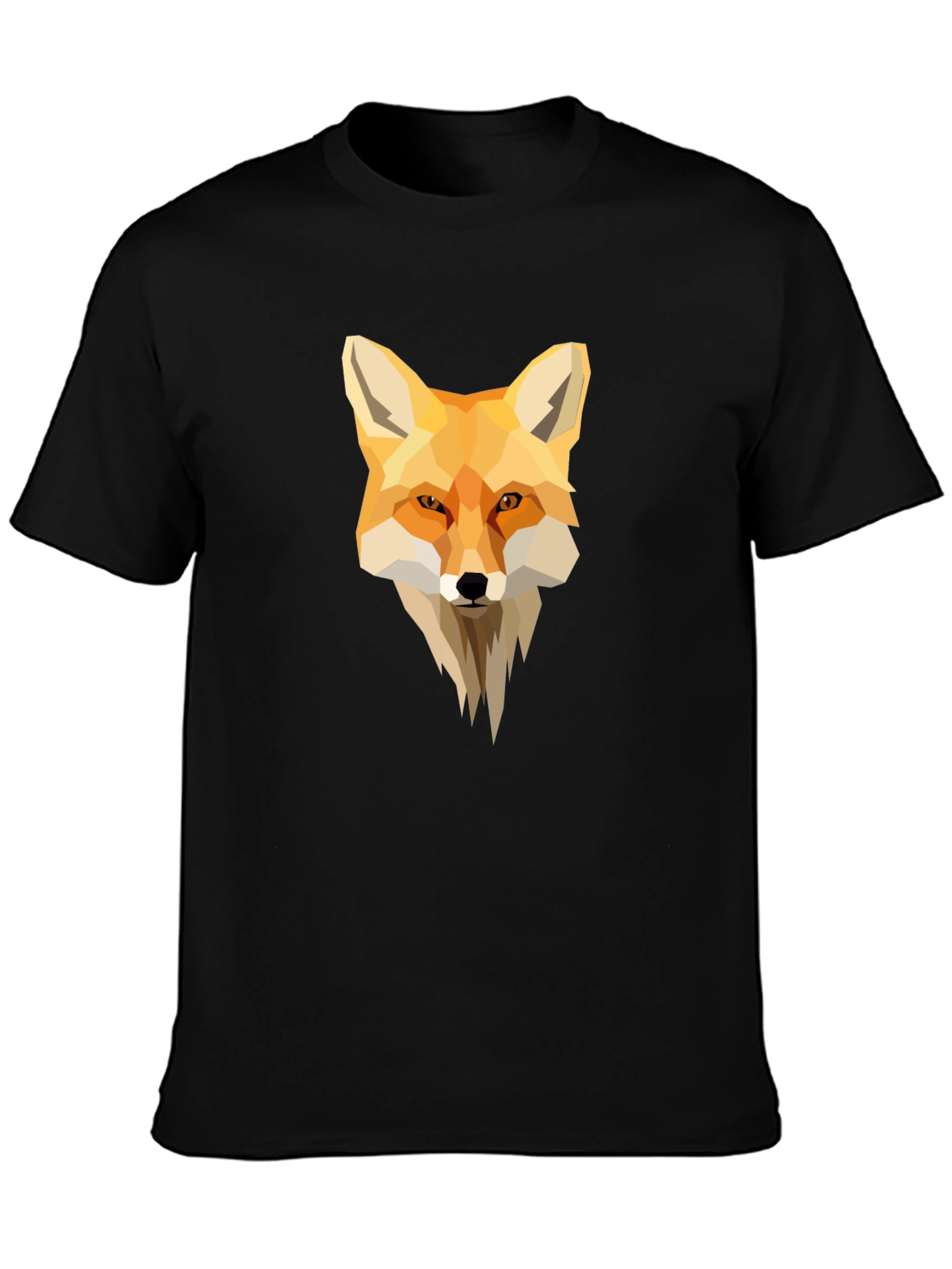 Black Geometric Fox Graphic Black T-Shirt view 3
