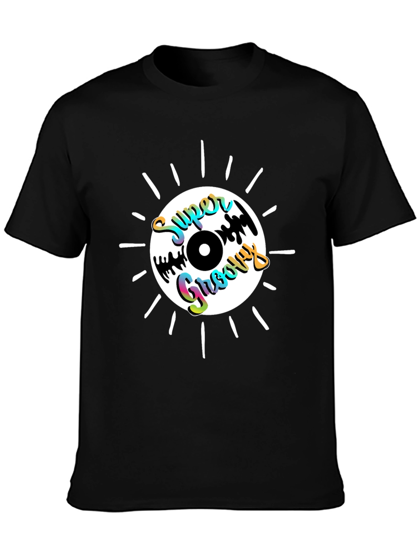 Black Super Groovy Record Graphic T-Shirt view 3