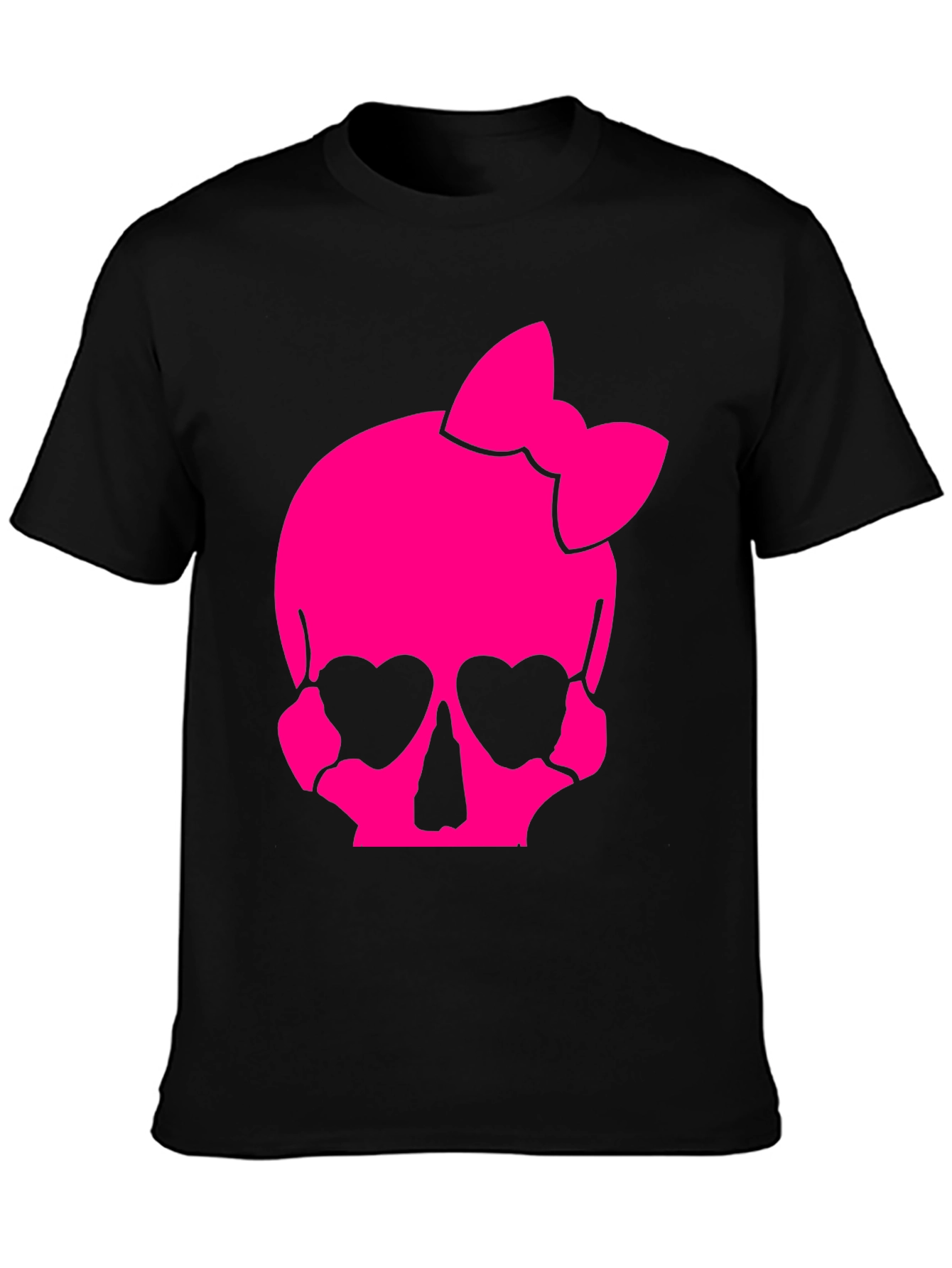 Black Skull Bow T-Shirt - Pink Gothic Style view 3