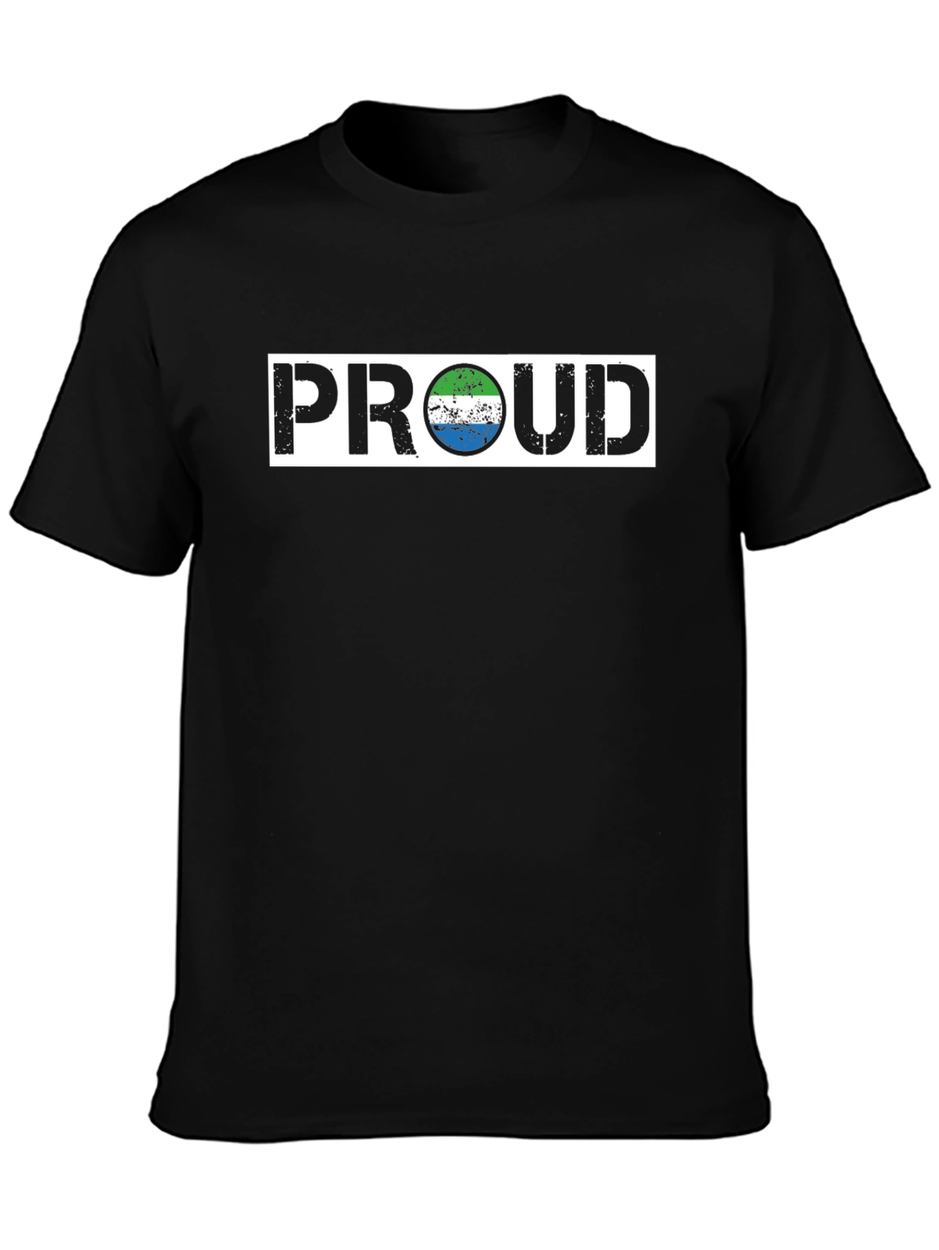 Black Sierra Leone Flag Proud T-Shirt view 3