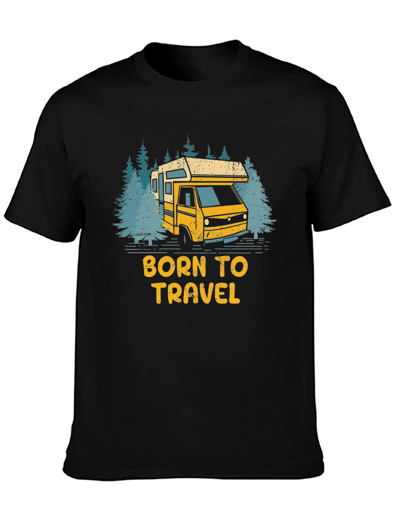 Black Born to Travel RV Camping T-Shirt view 3