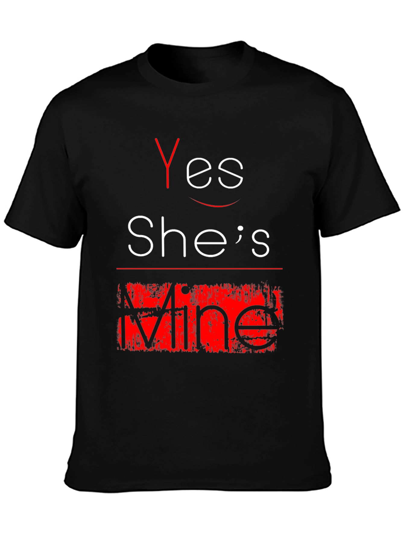 Black Yes She's Mine Funny Graphic Tee - Black T-Shirt view 3
