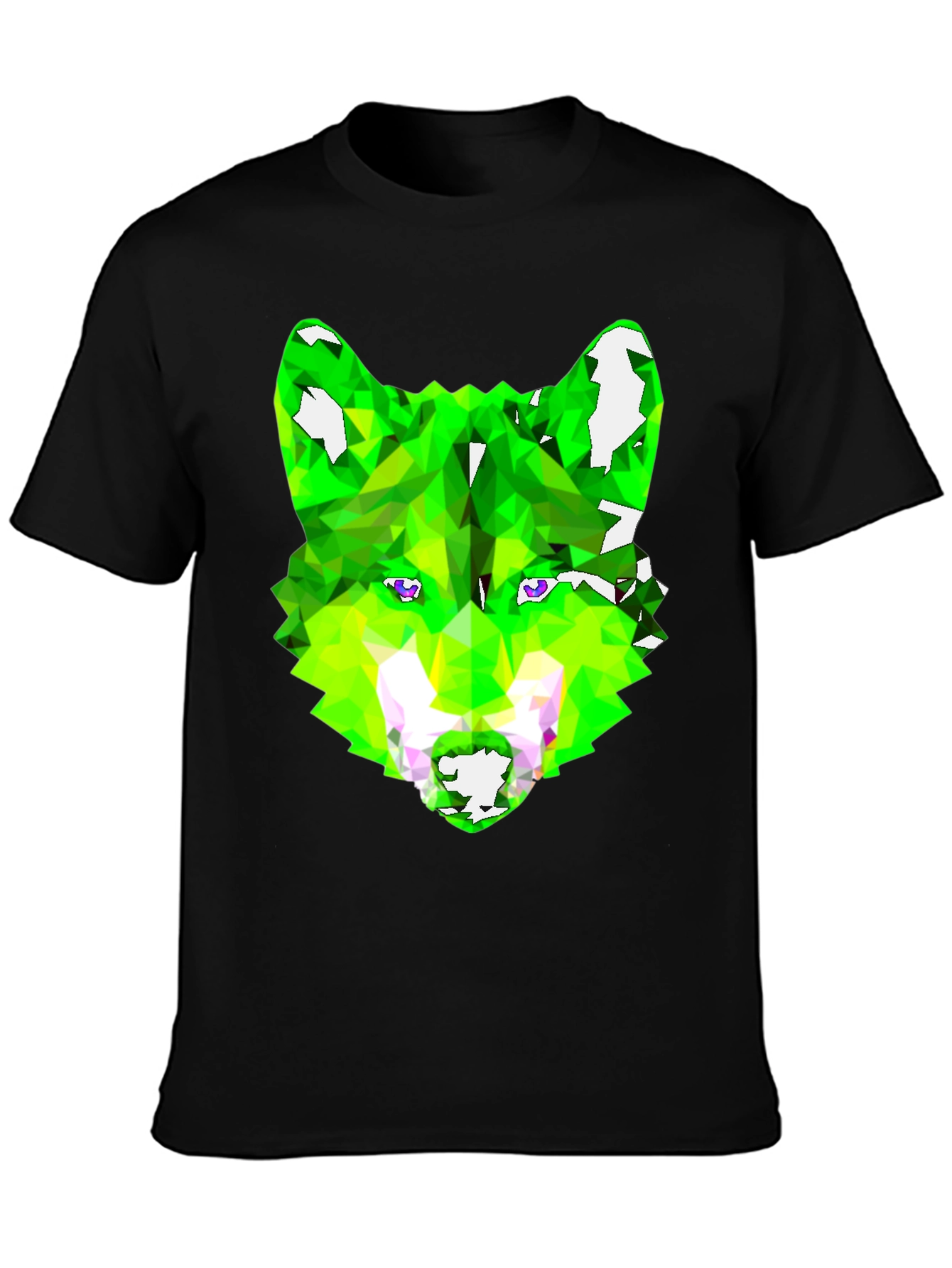 Black Geometric Wolf Graphic Tee - Black view 3