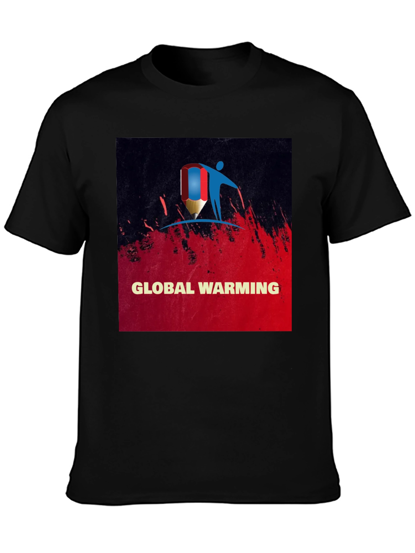 Black Global Warming Awareness Tee - Stylish Black T-Shirt view 3