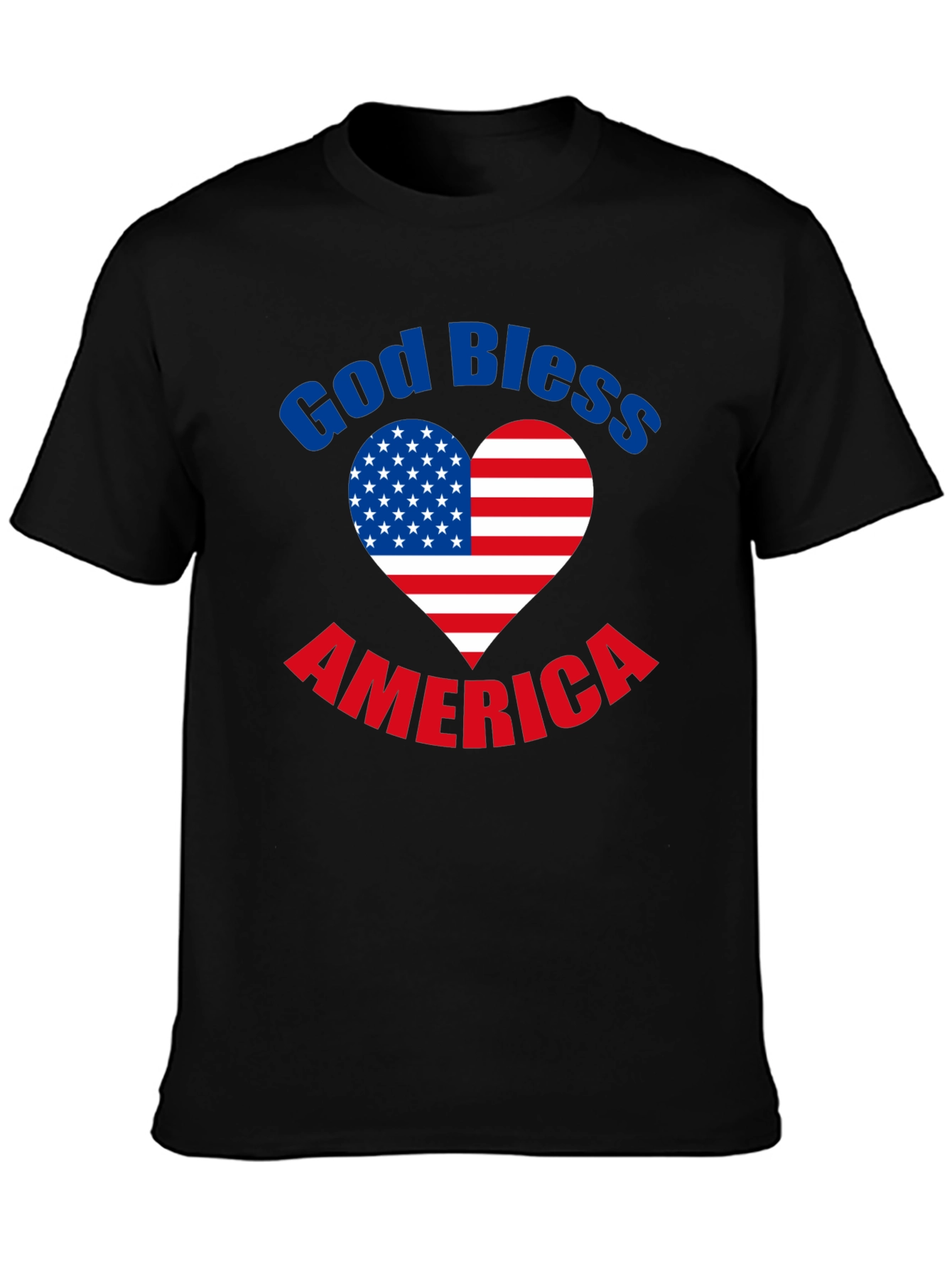 Black God Bless America T-Shirt Patriotic Heart Flag Tee view 3