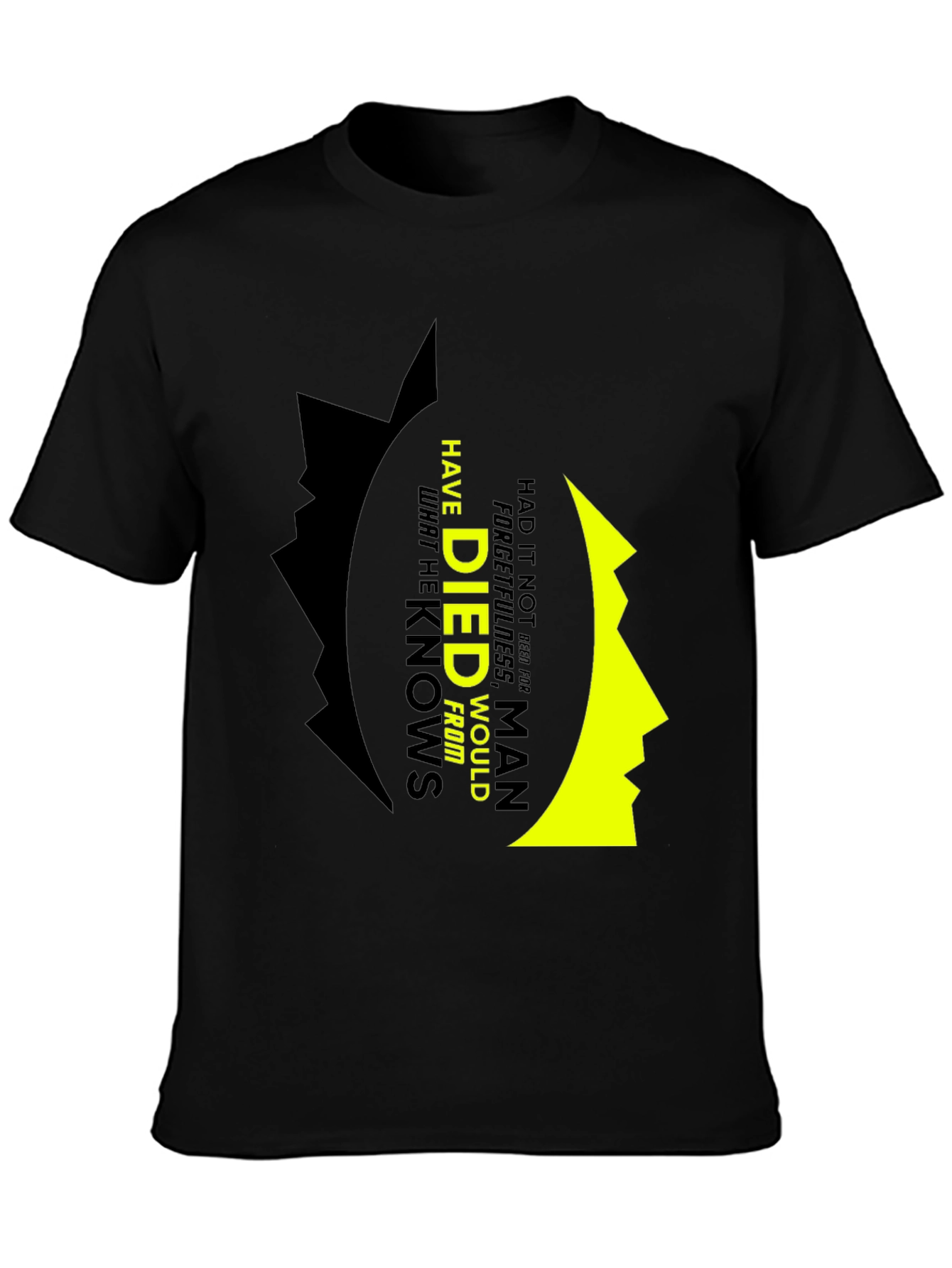 Black Philosophical T-Shirt: Forgetfulness Quote view 3