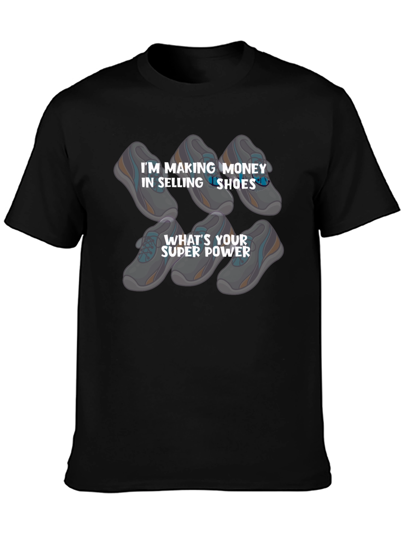 Black Money Maker Shoes Graphic T-Shirt view 3