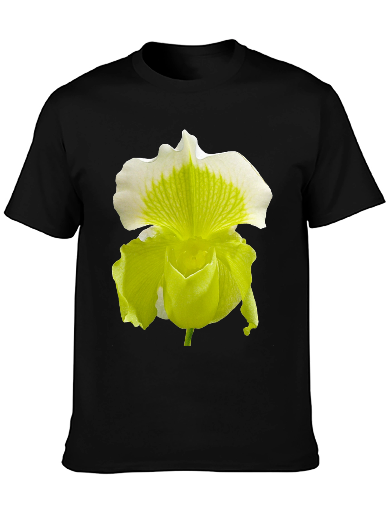 Black Orchid Flower Graphic Tee - Black Cotton Blend view 3