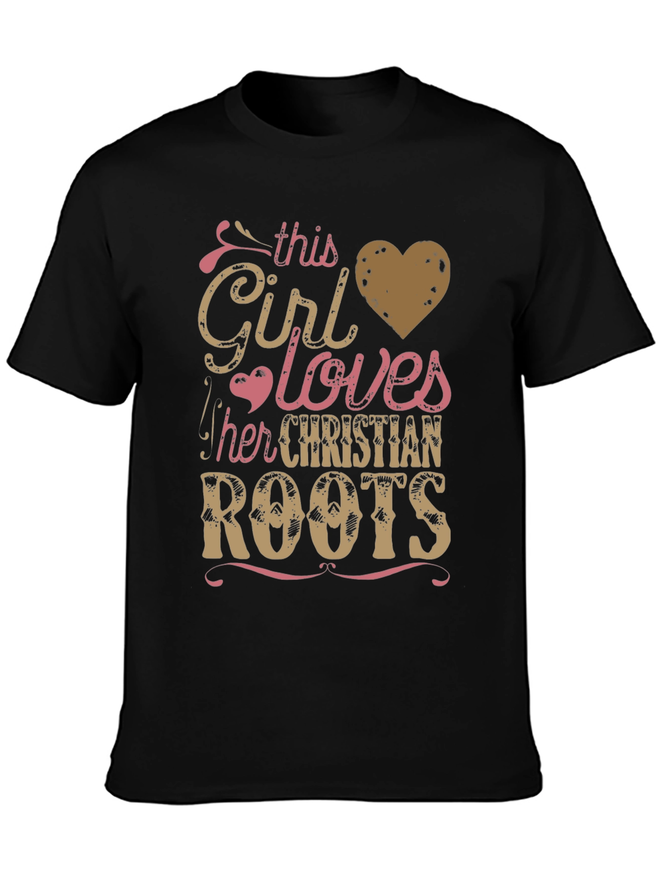 Black Christian Roots Girl T-Shirt, Faith-Based Apparel view 3