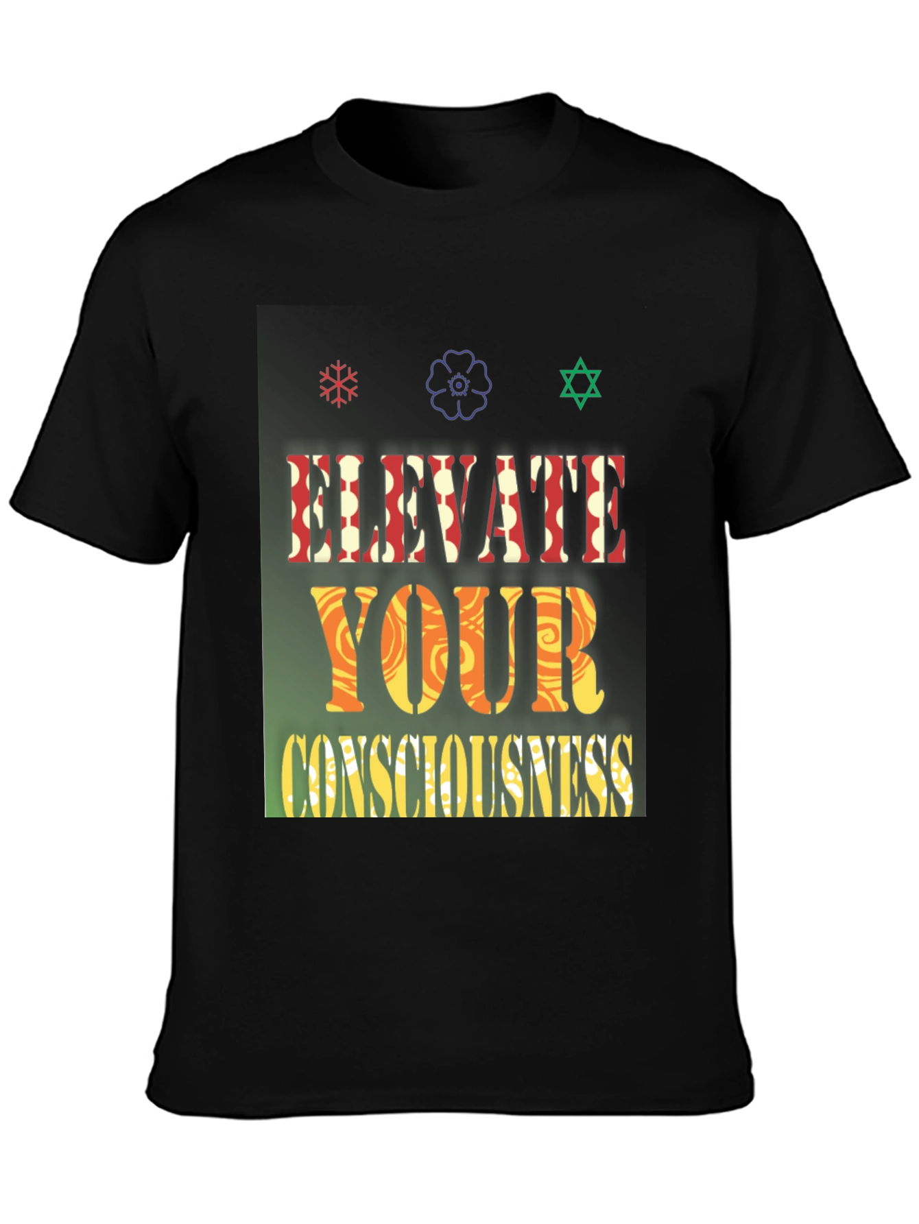 Black Elevate Your Consciousness Graphic Tee view 3