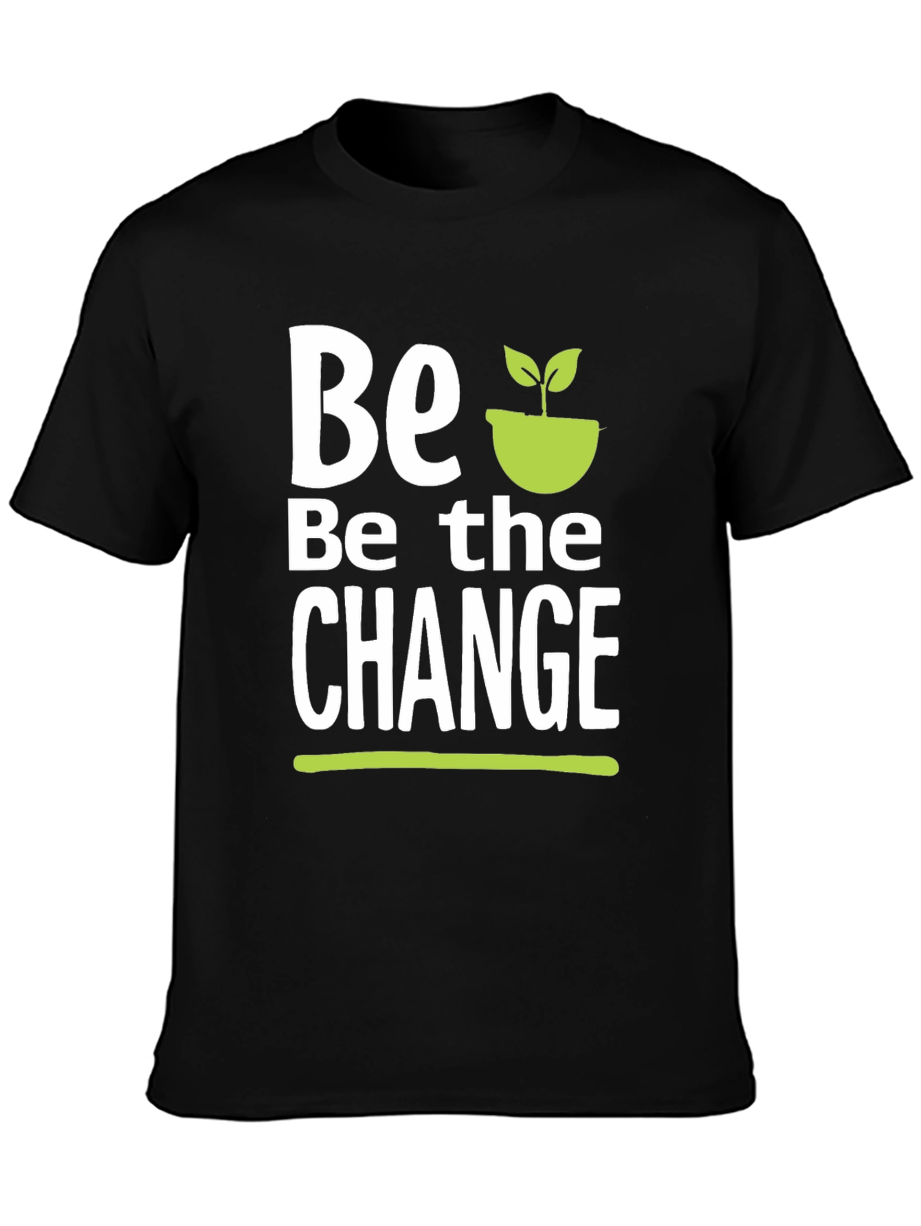 Black Be the Change T-Shirt - Black Cotton Graphic Tee view 3