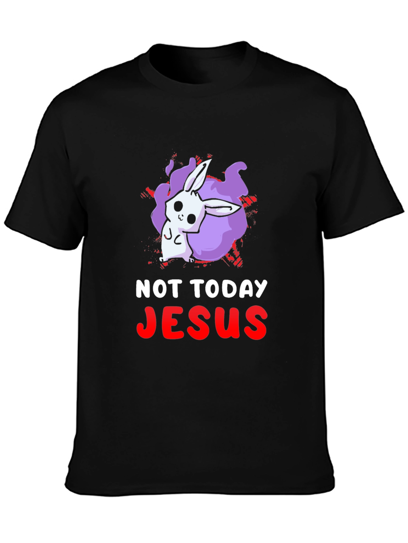 Black Not Today Jesus Bunny Graphic T-Shirt view 3