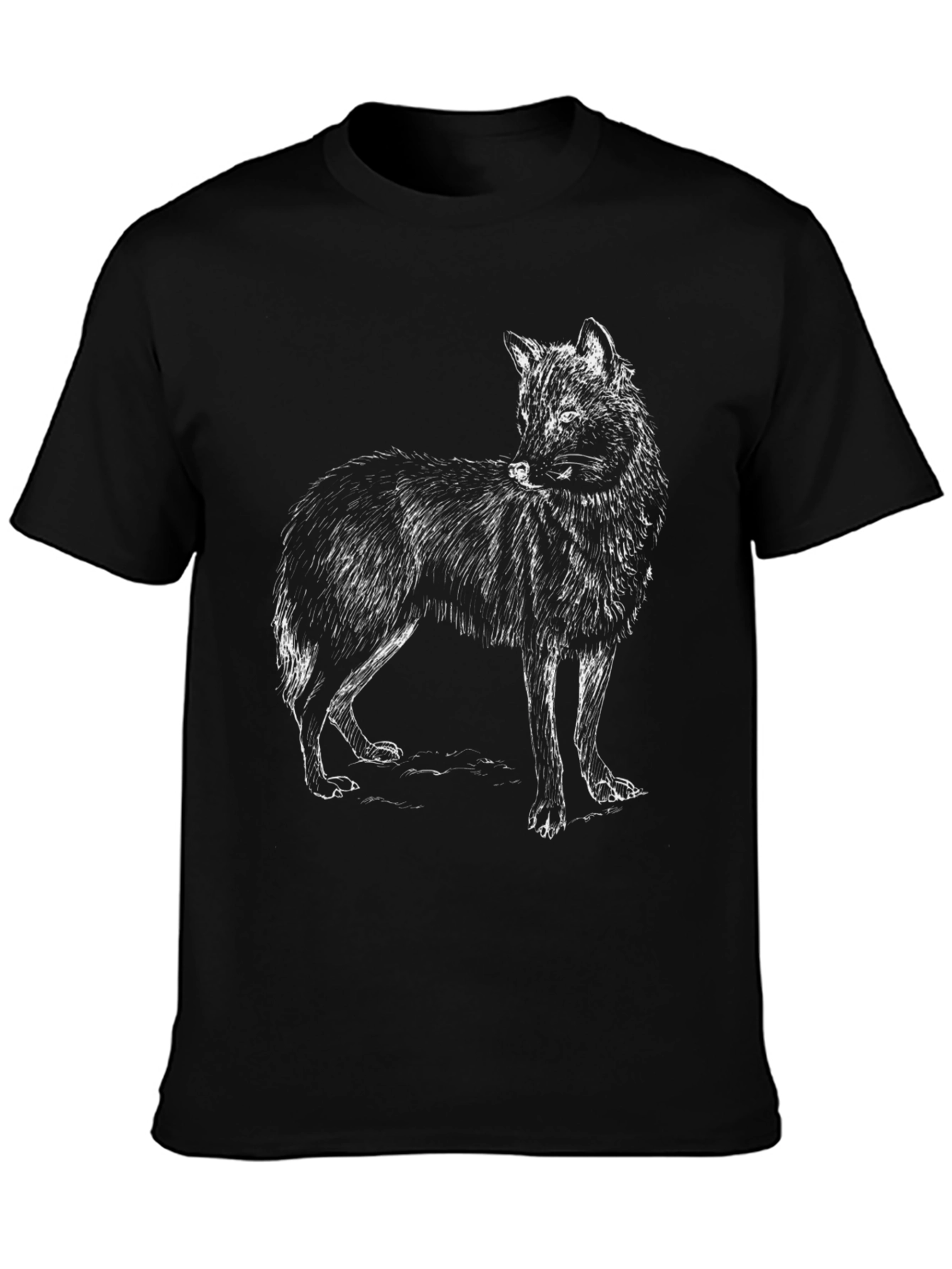 Black Black Wolf Graphic Tee - Men's Casual Cotton Shirt view 3