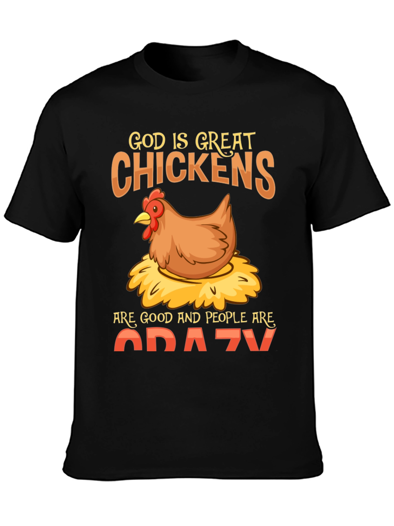 Black Funny Chicken Lover T-Shirt - God Is Great Chickens Are Good view 3