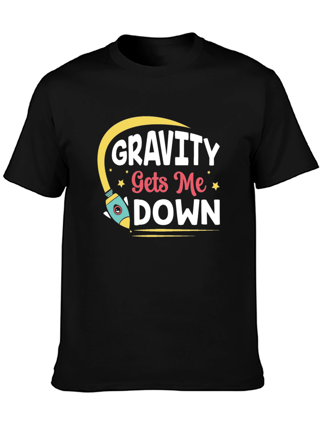 Black Gravity Gets Me Down Graphic T-Shirt view 3