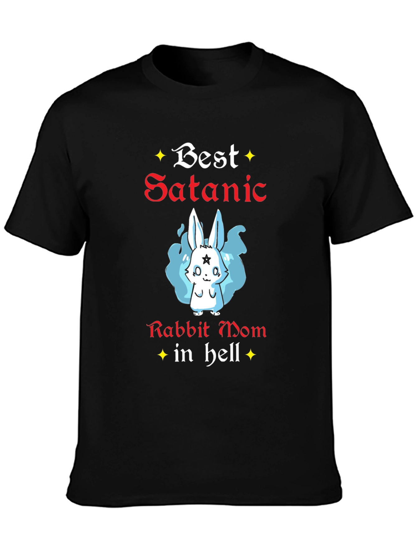 Black Best Satanic Rabbit Mom T-Shirt view 3