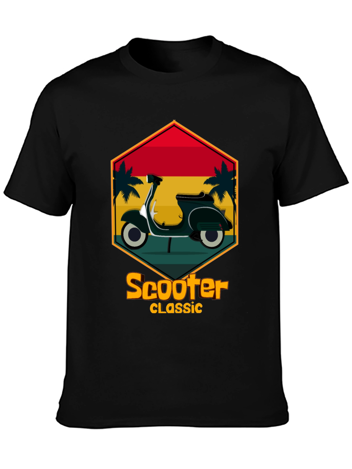 Black Retro Scooter Classic T-Shirt - Vintage Design view 3