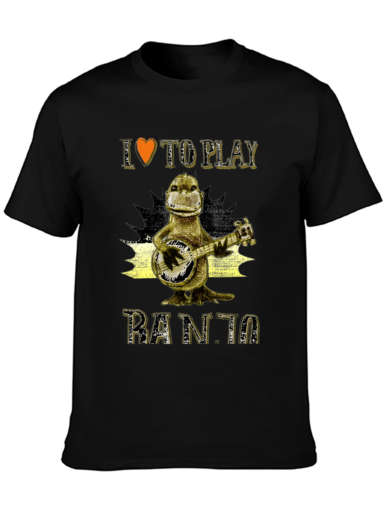 Black I Love To Play Banjo T-Shirt view 3