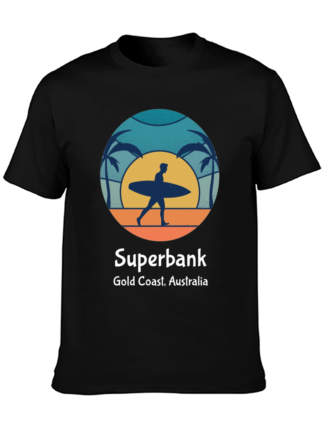 Black Superbank Gold Coast Surfer Graphic T-Shirt view 3