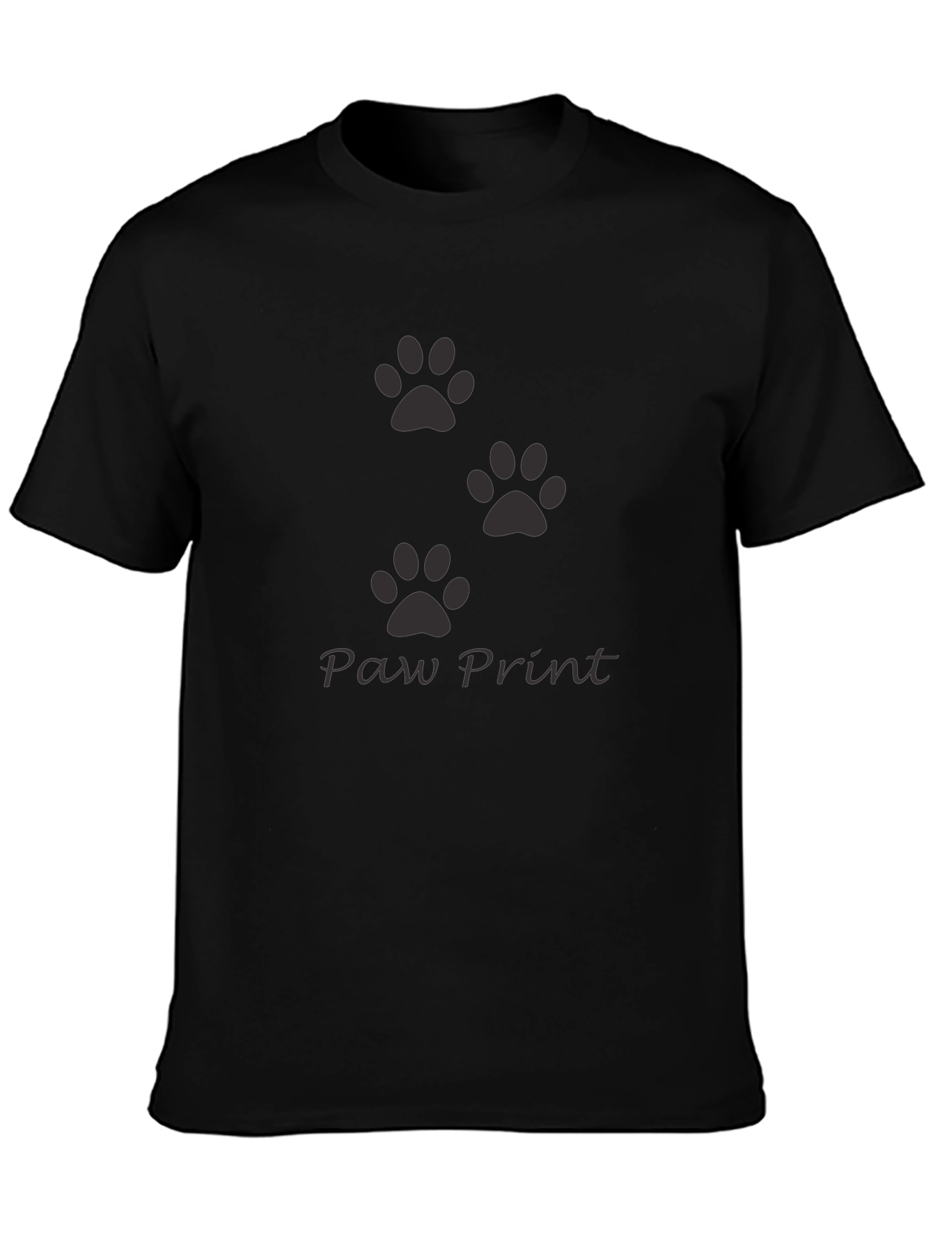 Black Men's Black Paw Print Crew Neck T-Shirt view 3