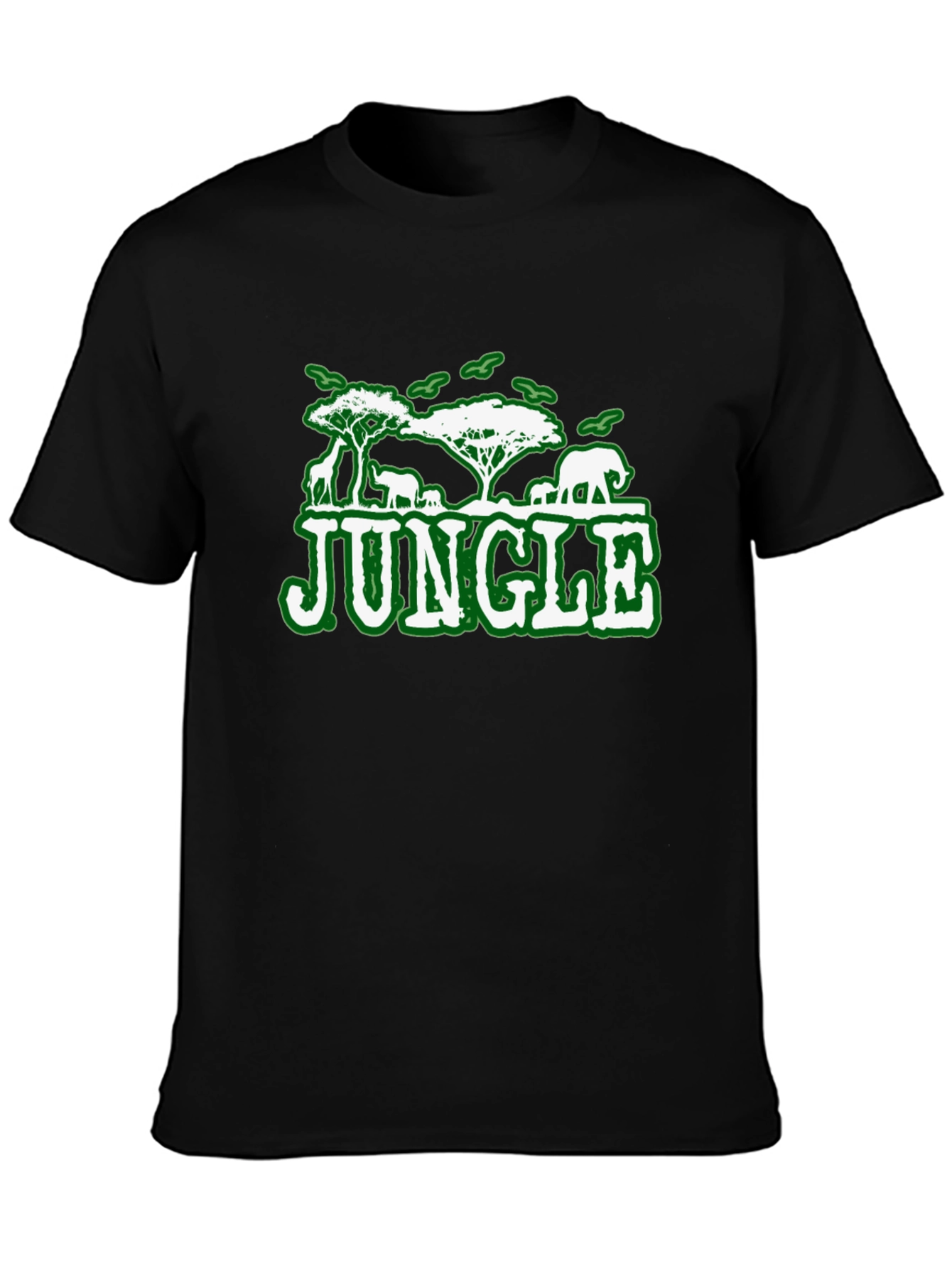Black Jungle Animal Graphic Print Black T-Shirt view 3