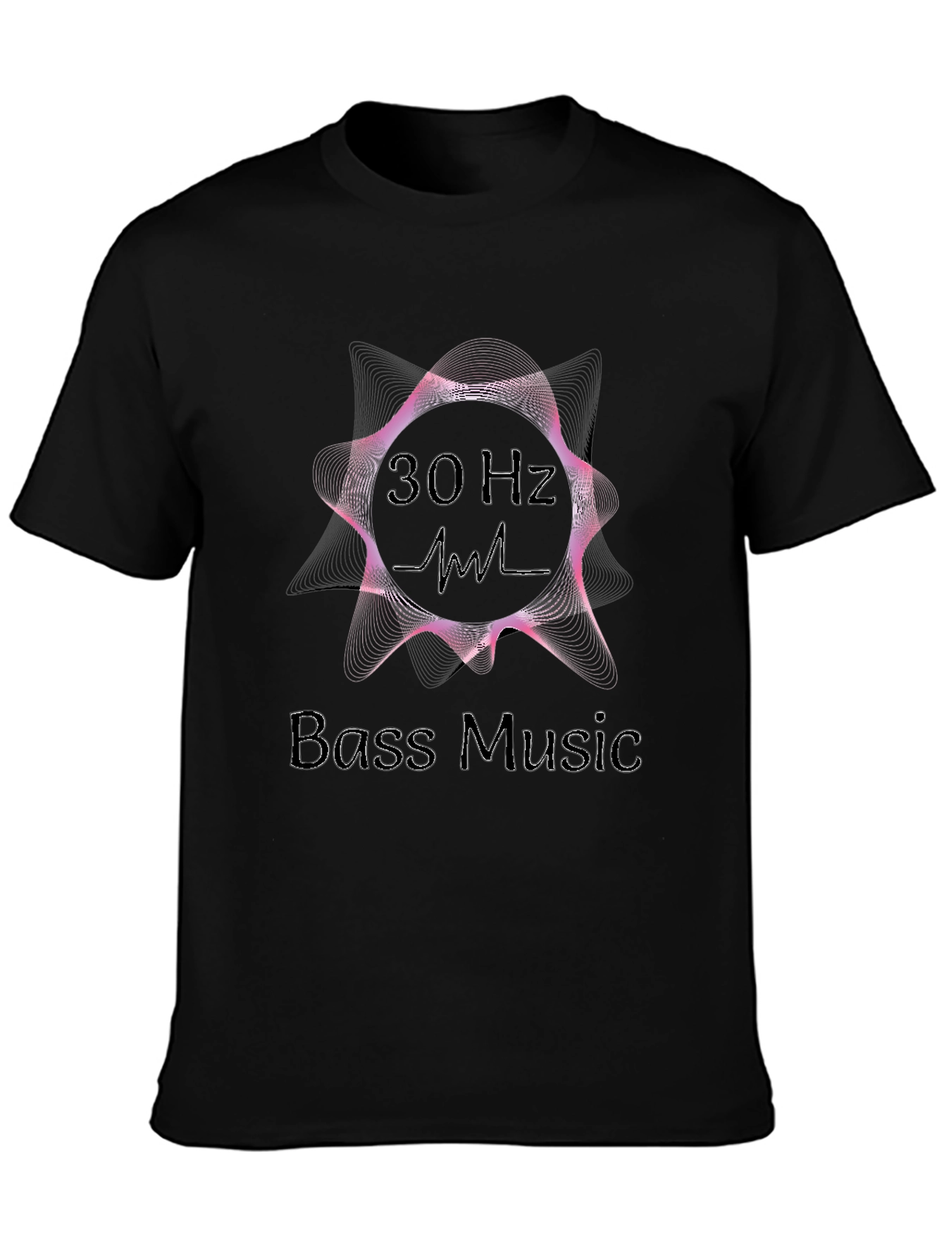 Black 30 Hz Bass Music Graphic T-Shirt - Black view 3