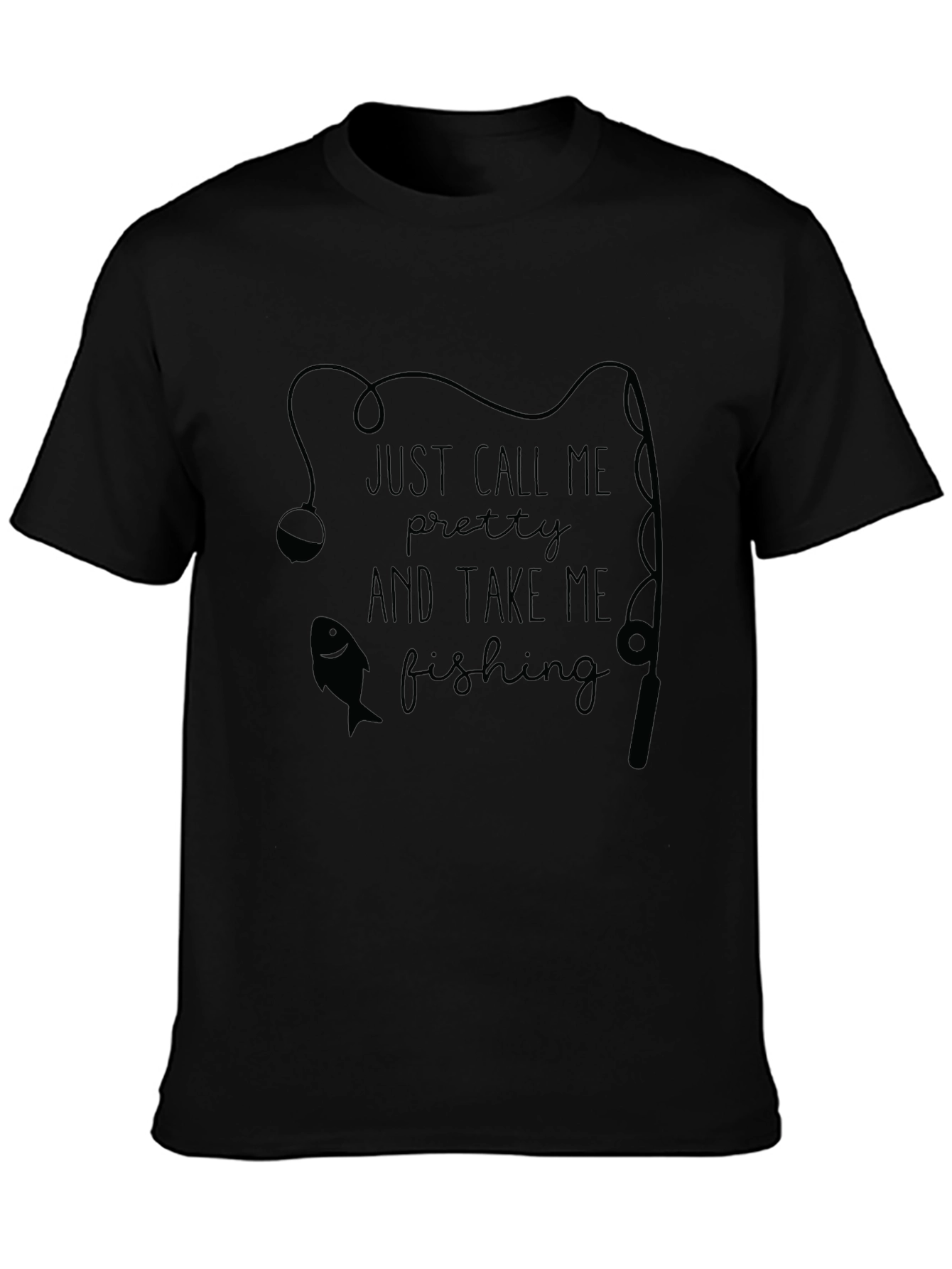 Black Fishing Graphic Tee - Just Call Me Pretty T-Shirt view 3