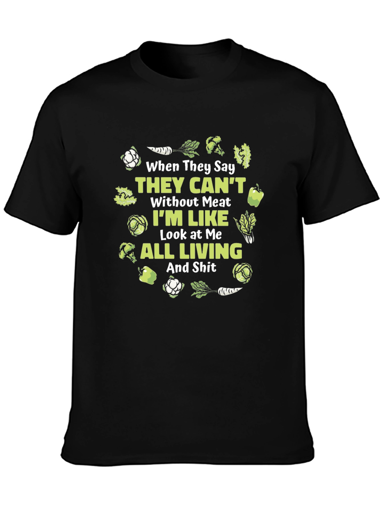Black Vegan T-Shirt: All Living Funny Tee view 3