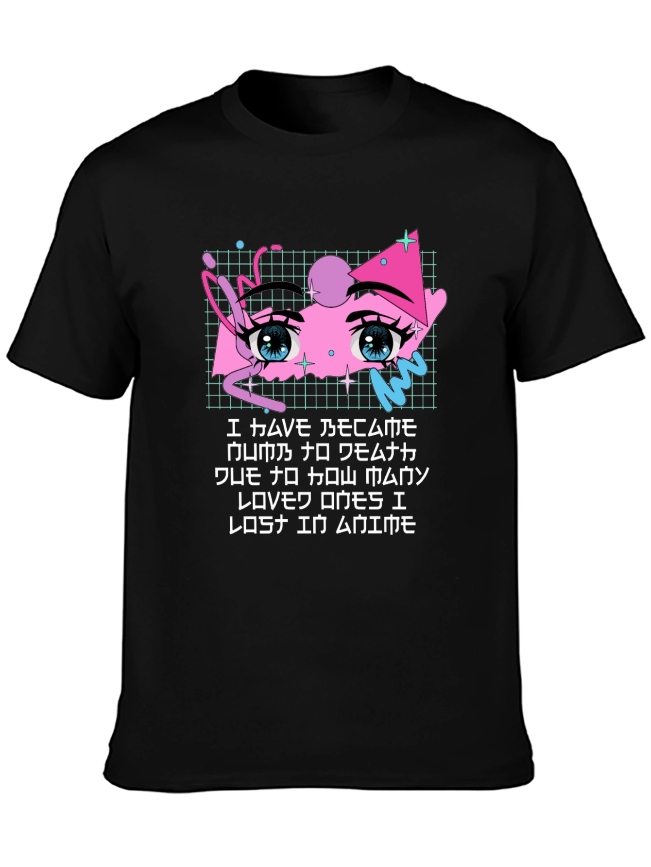 Black Anime Eyes Graphic T-Shirt - Soft Cotton Blend view 3