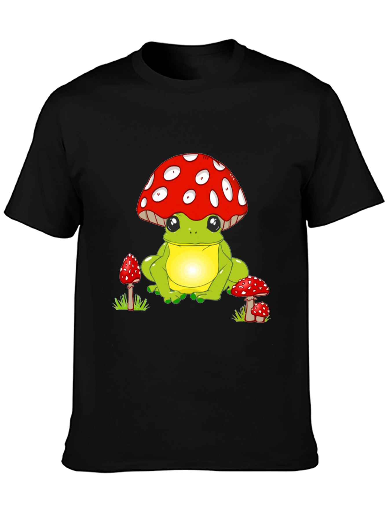 Black Frog Mushroom T-Shirt - Whimsical Design view 3