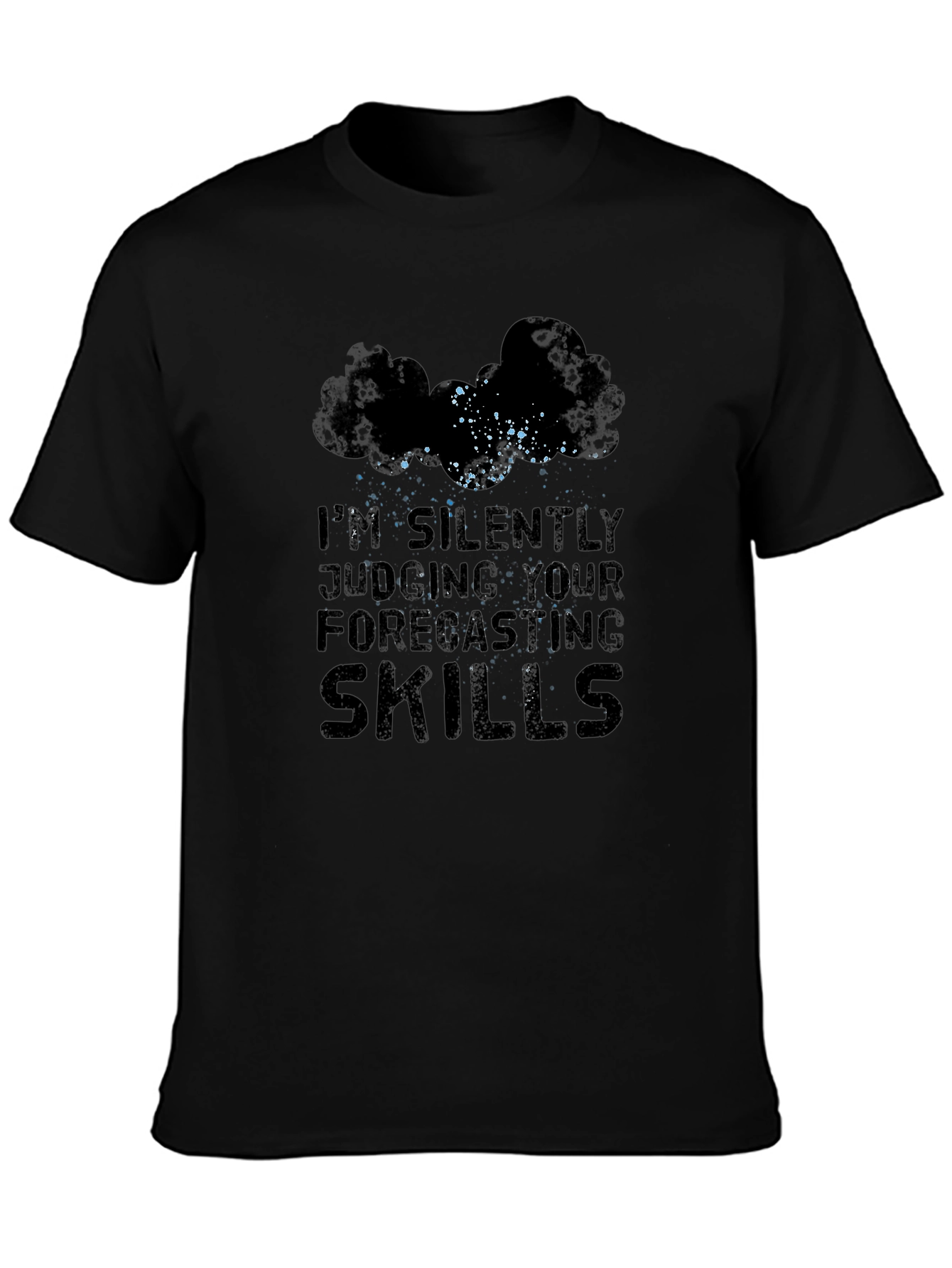 Black Humorous Weather Forecasting T-Shirt view 3