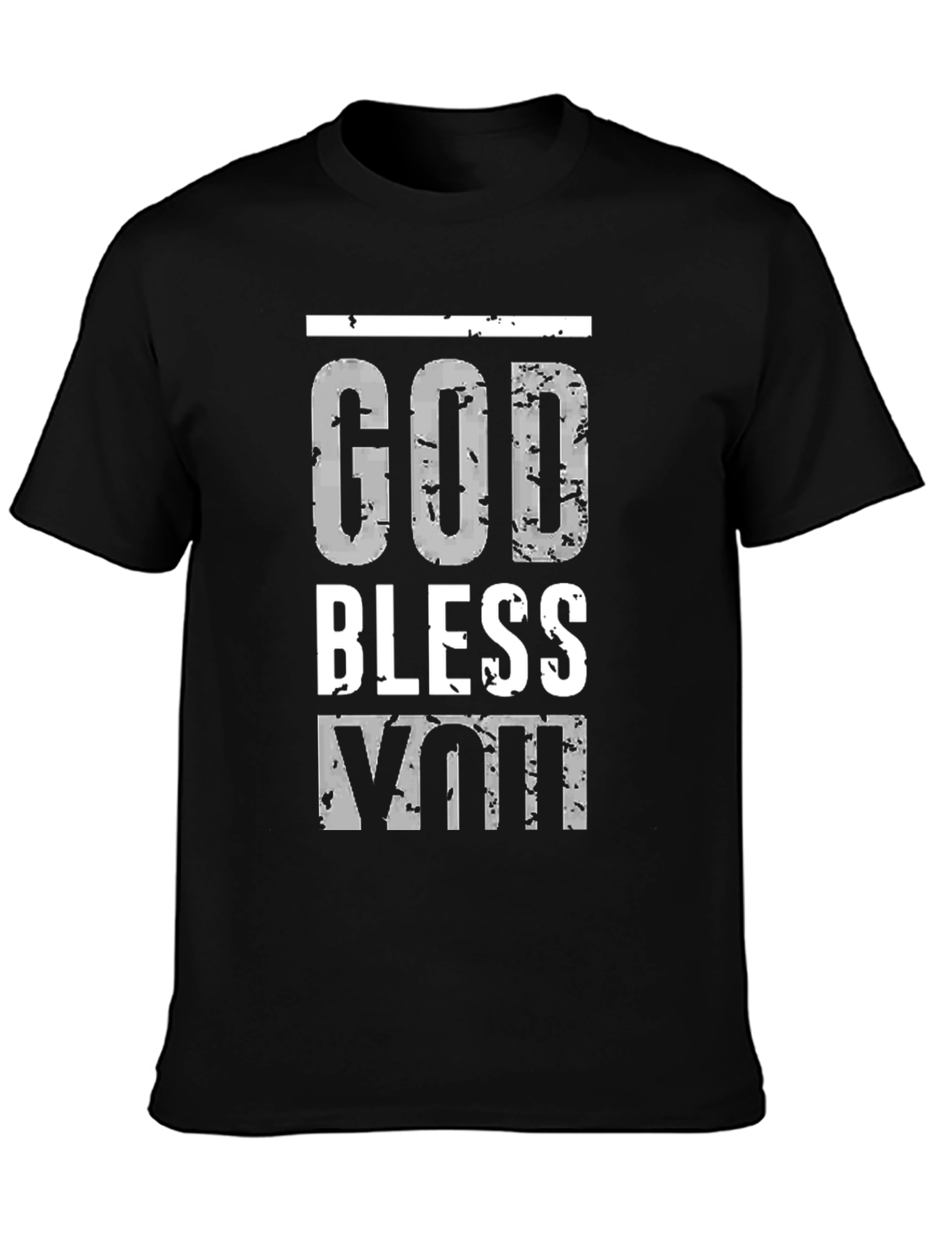 Black God Bless You Graphic Print Black T-Shirt view 3
