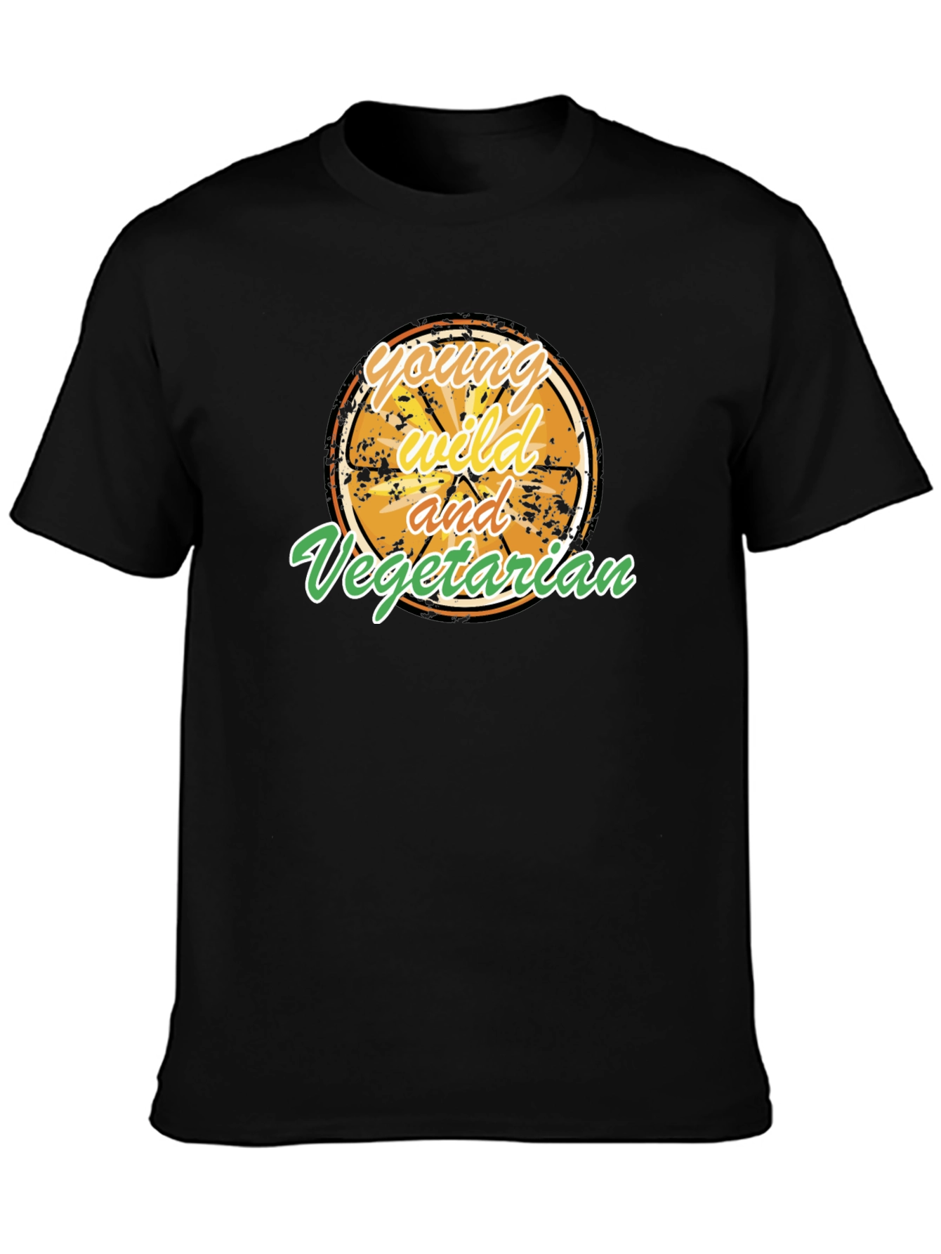 Black Young Wild and Vegetarian Graphic T-Shirt view 3