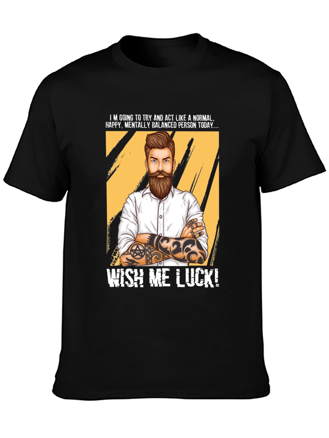 Black Wish Me Luck Graphic T-Shirt - Funny Novelty Tee view 3