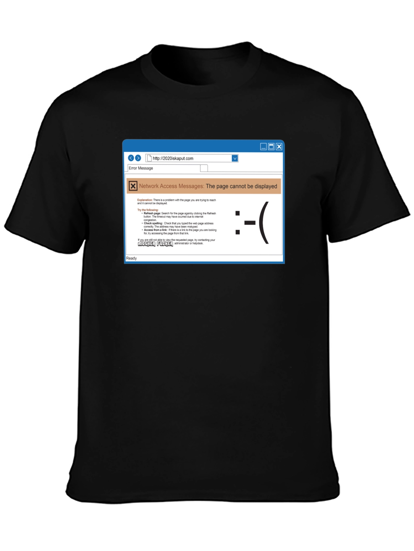 Black Funny Internet Error T-Shirt view 3