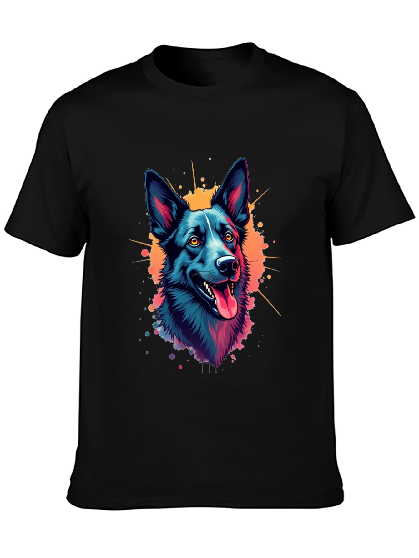 Black Vibrant Dog Graphic T-Shirt - Black view 3