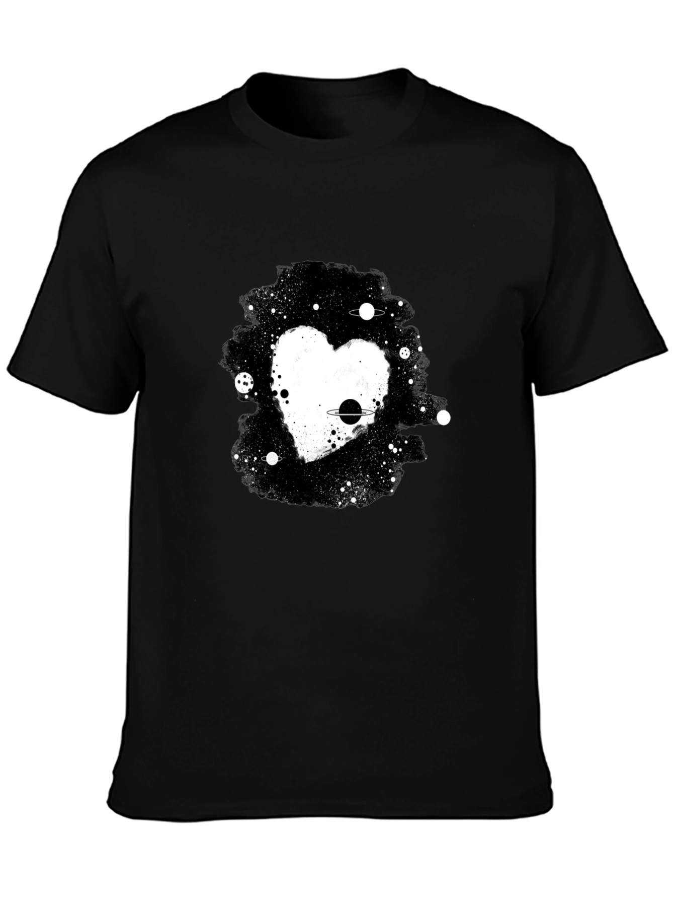 Black Cosmic Heart Black T-Shirt view 3