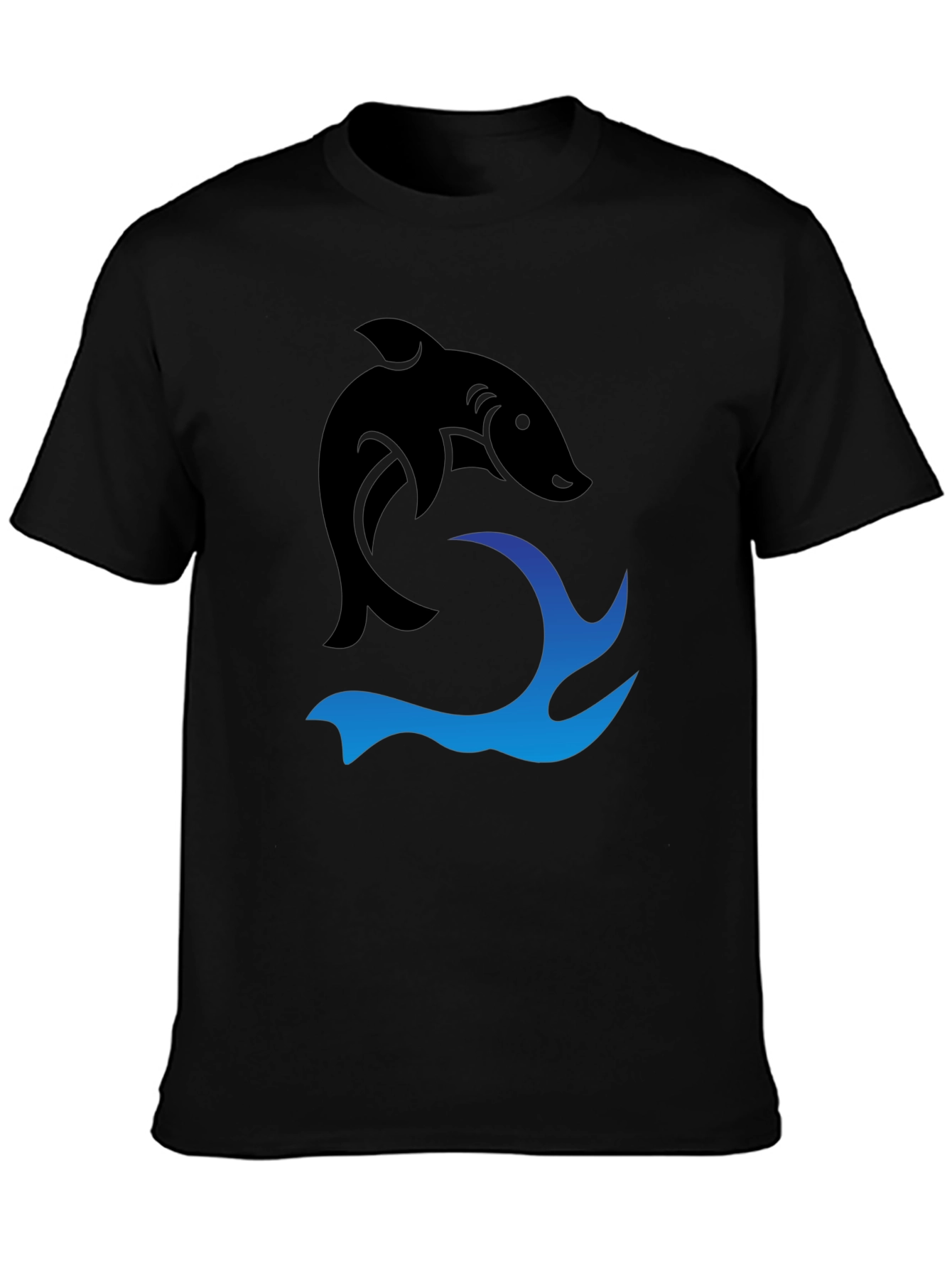 Black Black Shark Wave Graphic Tee view 3