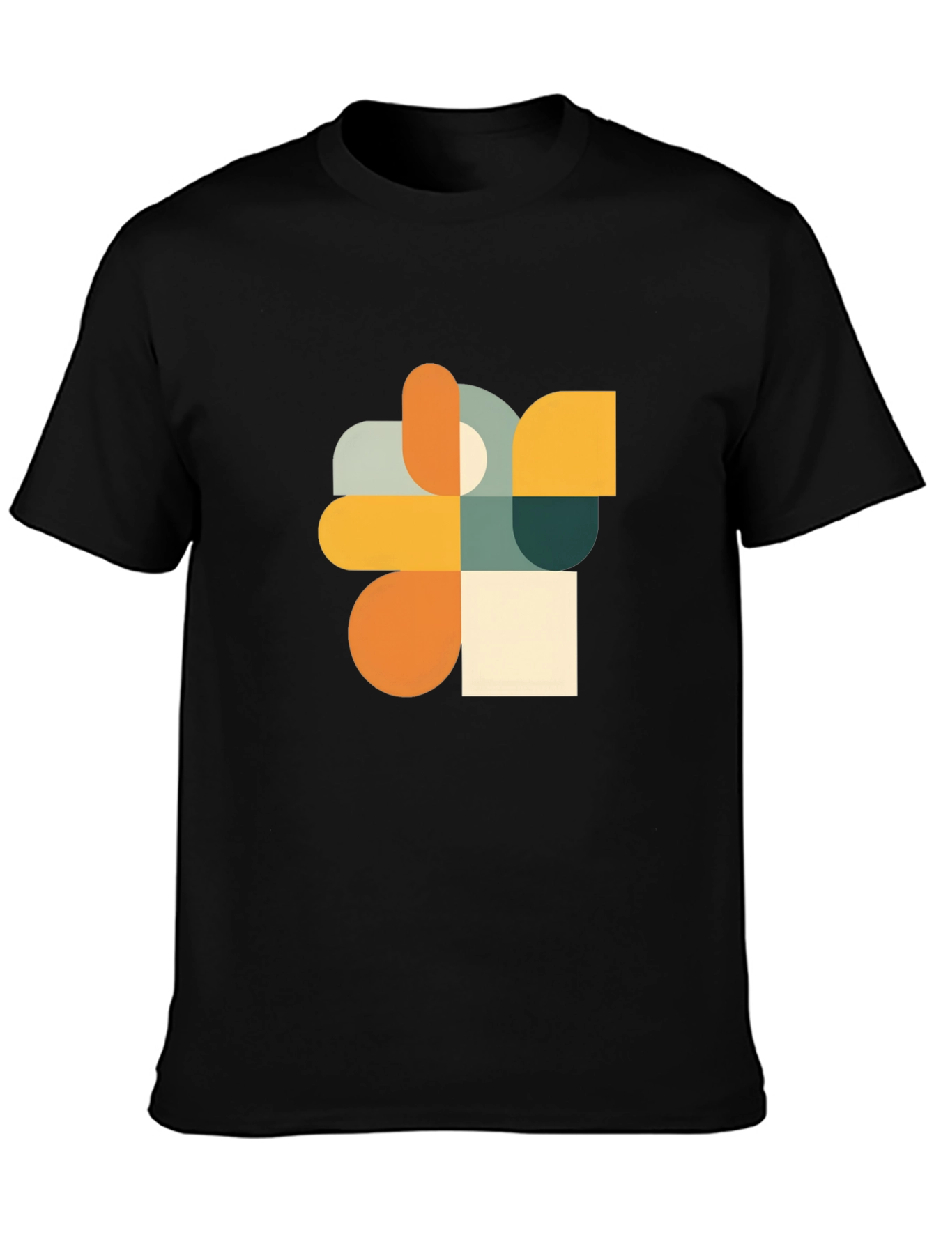 Black Modern Geometric Art Black T-Shirt view 3
