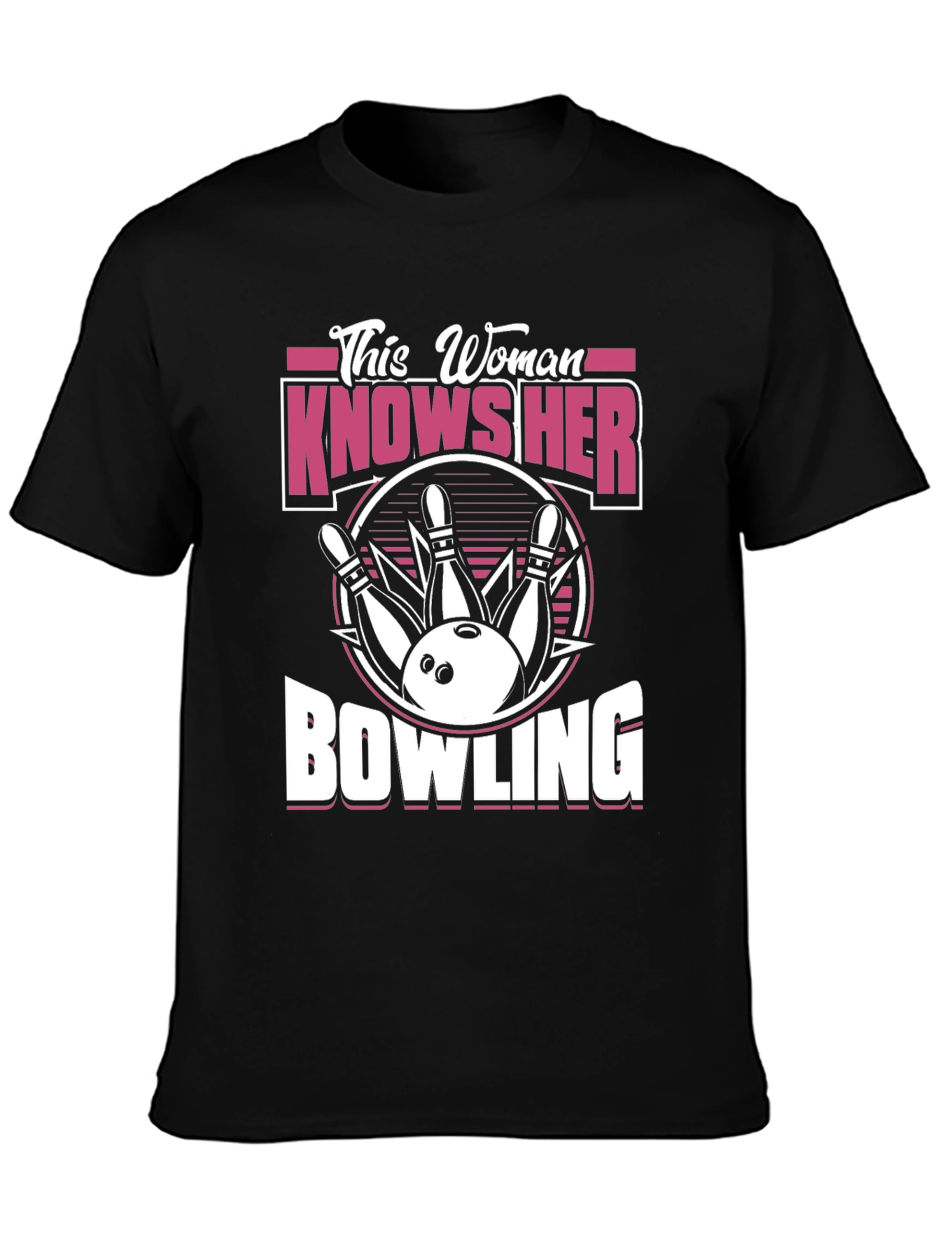 Black This Woman Knows Her Bowling T-Shirt view 3