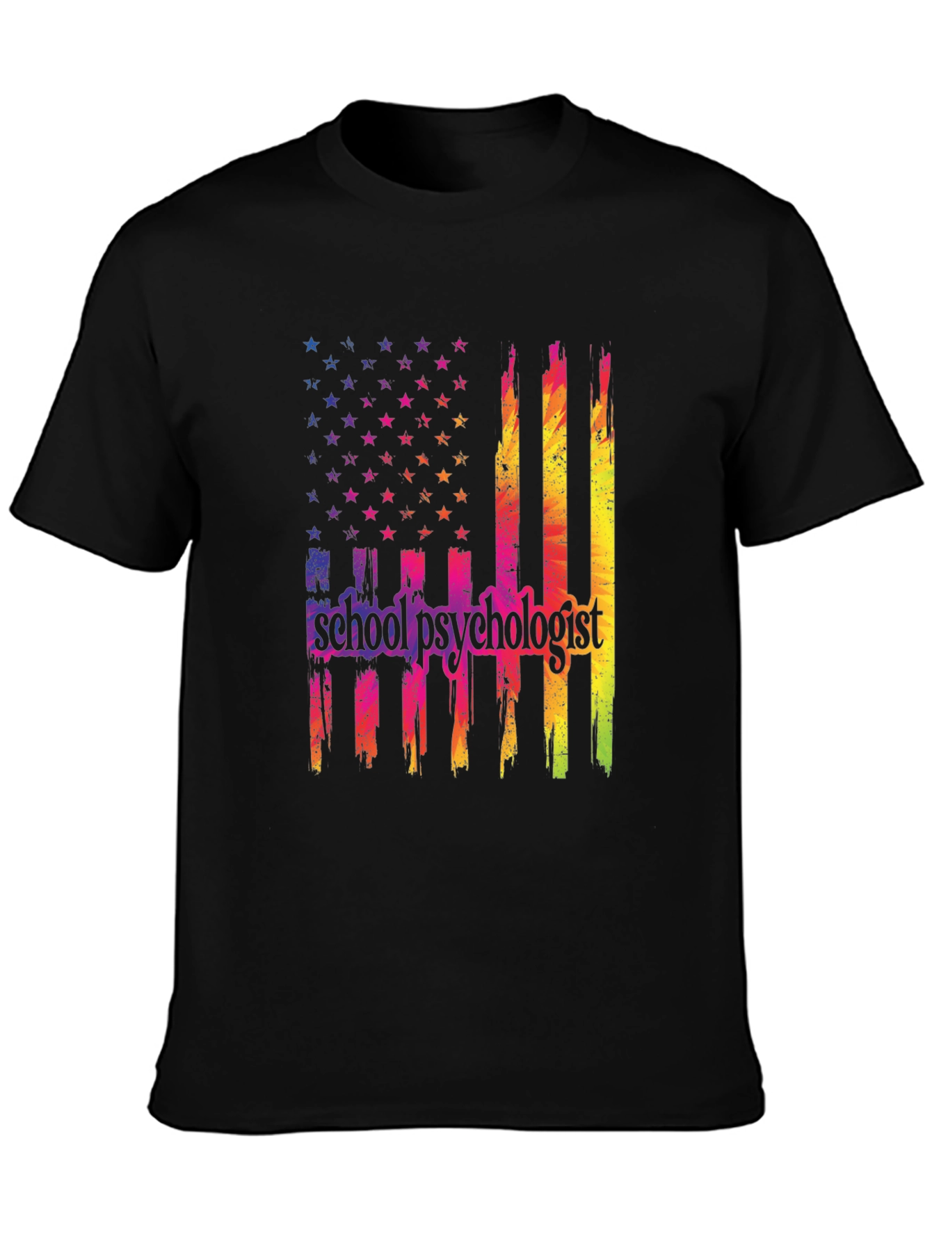 Black School Psychologist Flag Graphic T-Shirt view 3