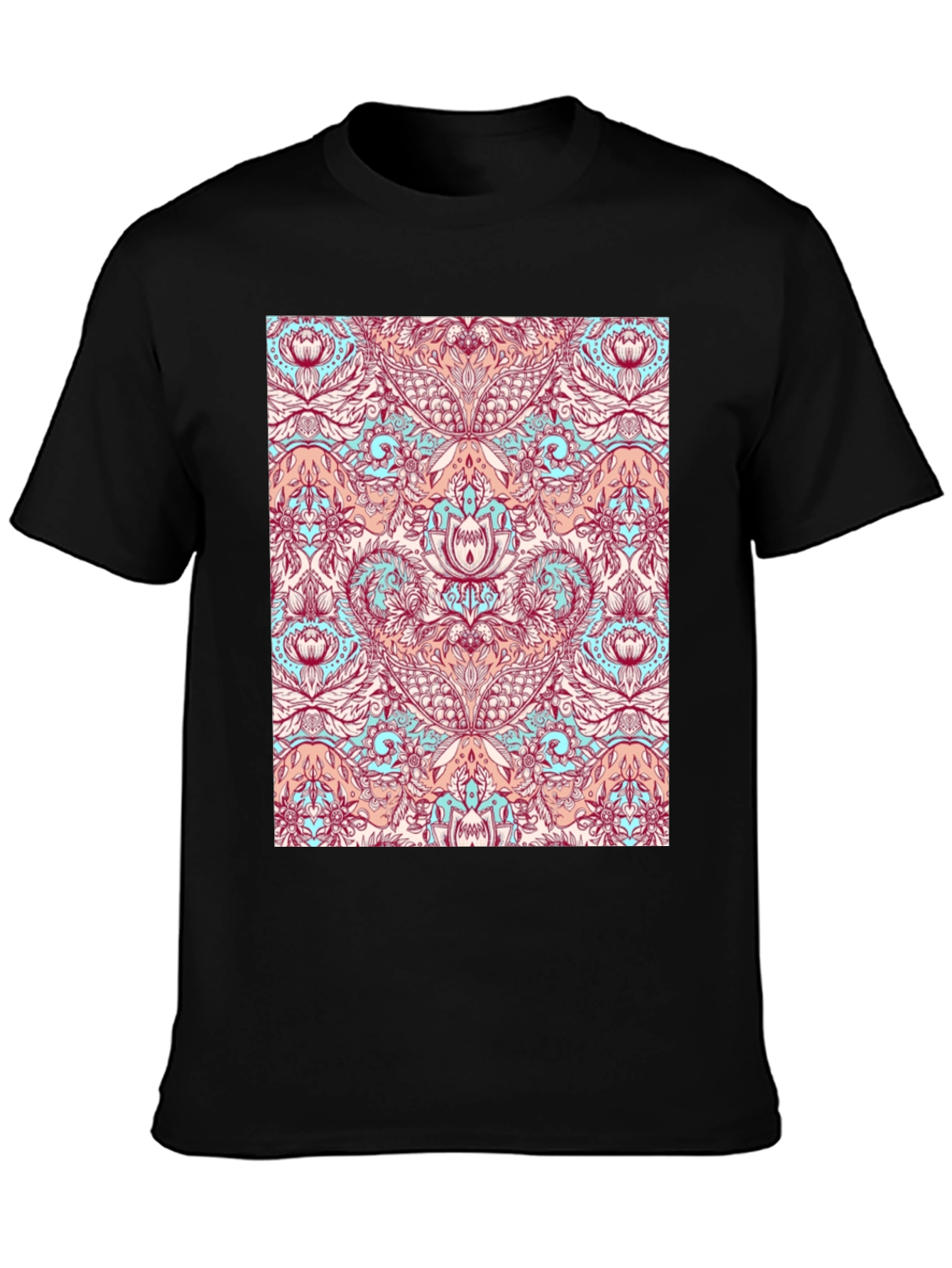 Black Floral Pattern Tee - Unique Design, Casual Style view 3
