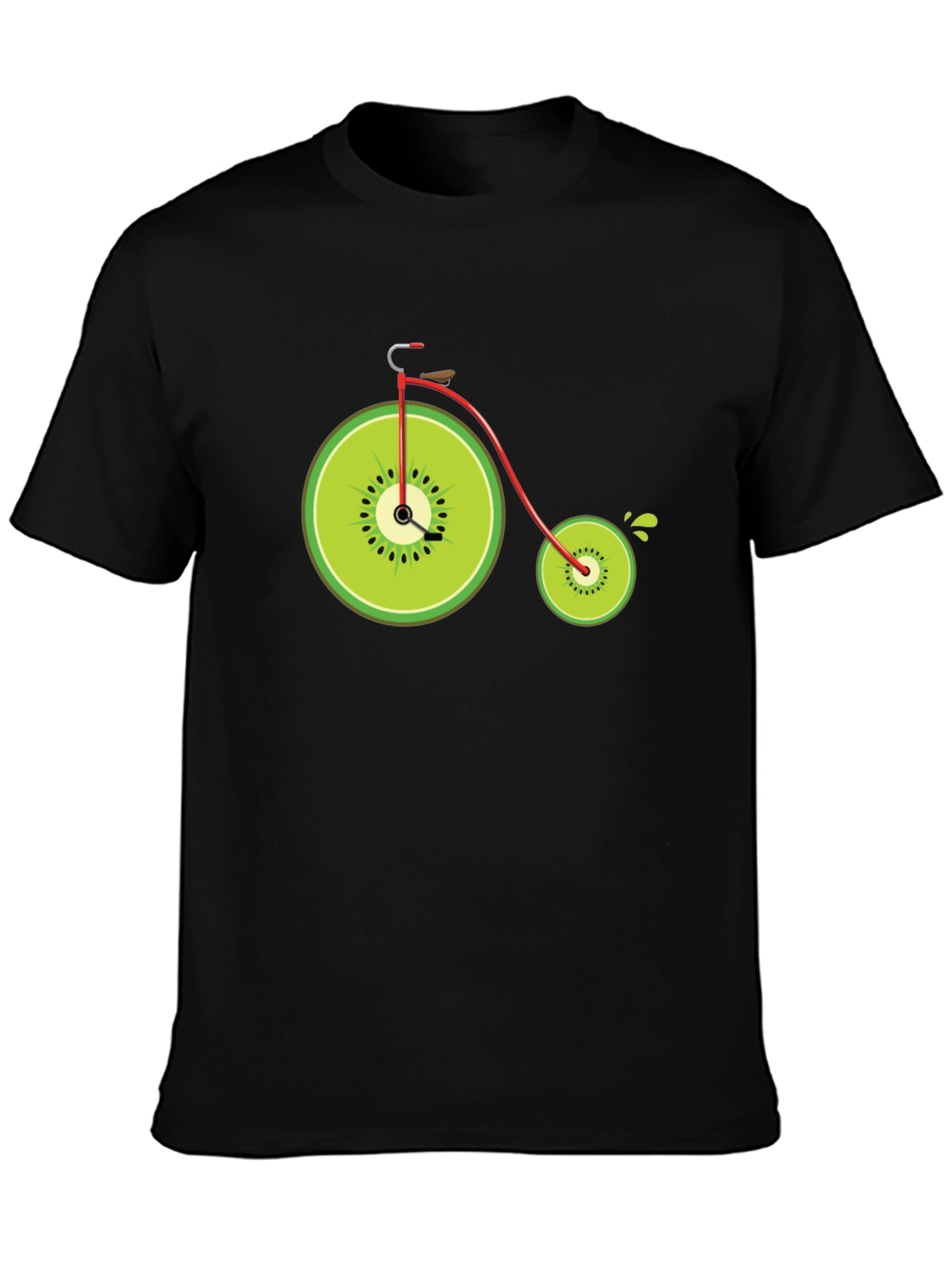Black Kiwi Bike Graphic Tee - Quirky Fruit Bicycle Design view 3