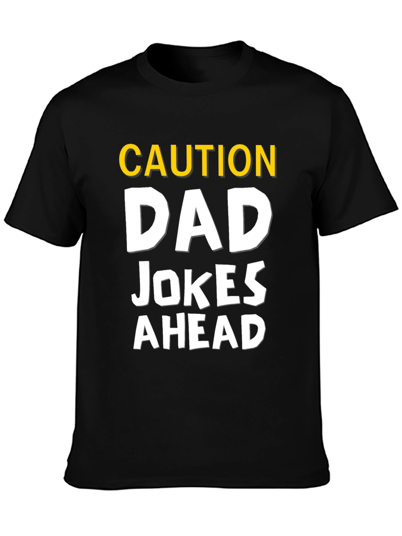 Black Caution Dad Jokes Ahead Humor Graphic Tee view 3