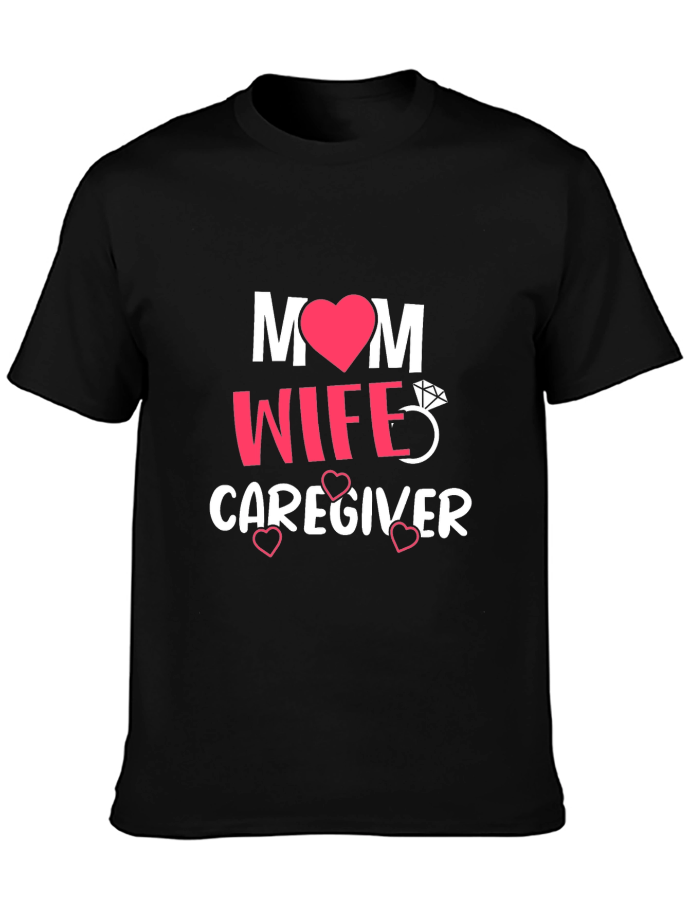 Black Mom Wife Caregiver Graphic Tee - Black T-Shirt view 3