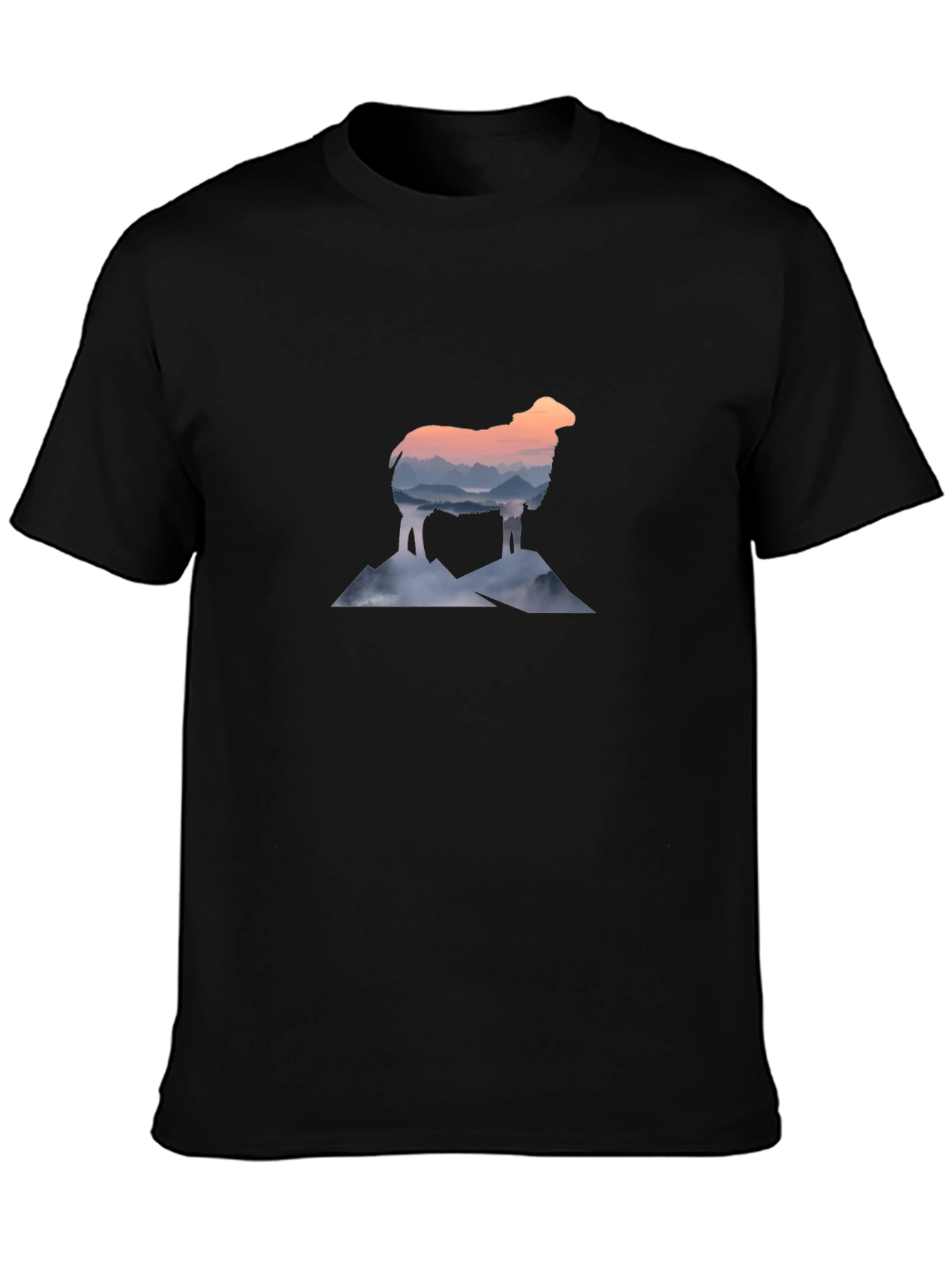 Black Mountain Sheep Graphic Tee - Stylish Black T-Shirt view 3