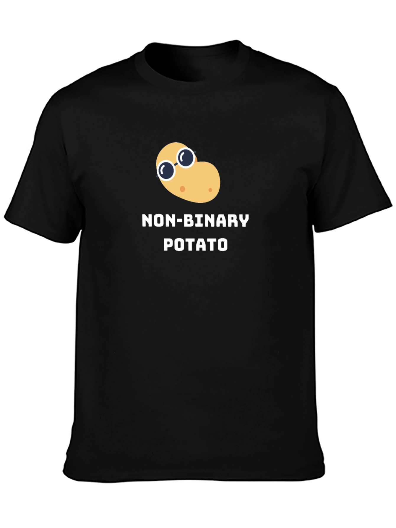 Black Non-Binary Potato Graphic Tee - Black Unisex T-Shirt view 3