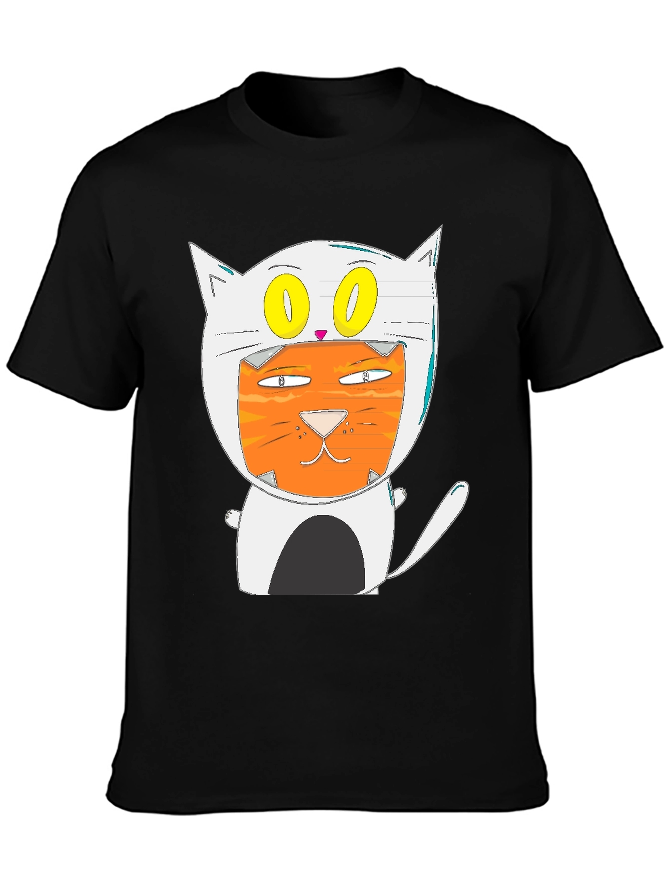 Black Cartoon Cat T-Shirt: Quirky Graphic Tee view 3