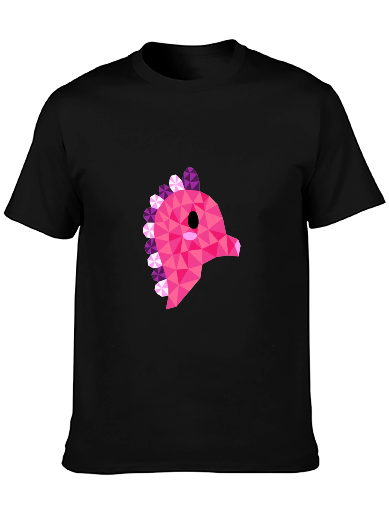 Black Geometric Pink Dinosaur Graphic T-Shirt - Modern Style view 3