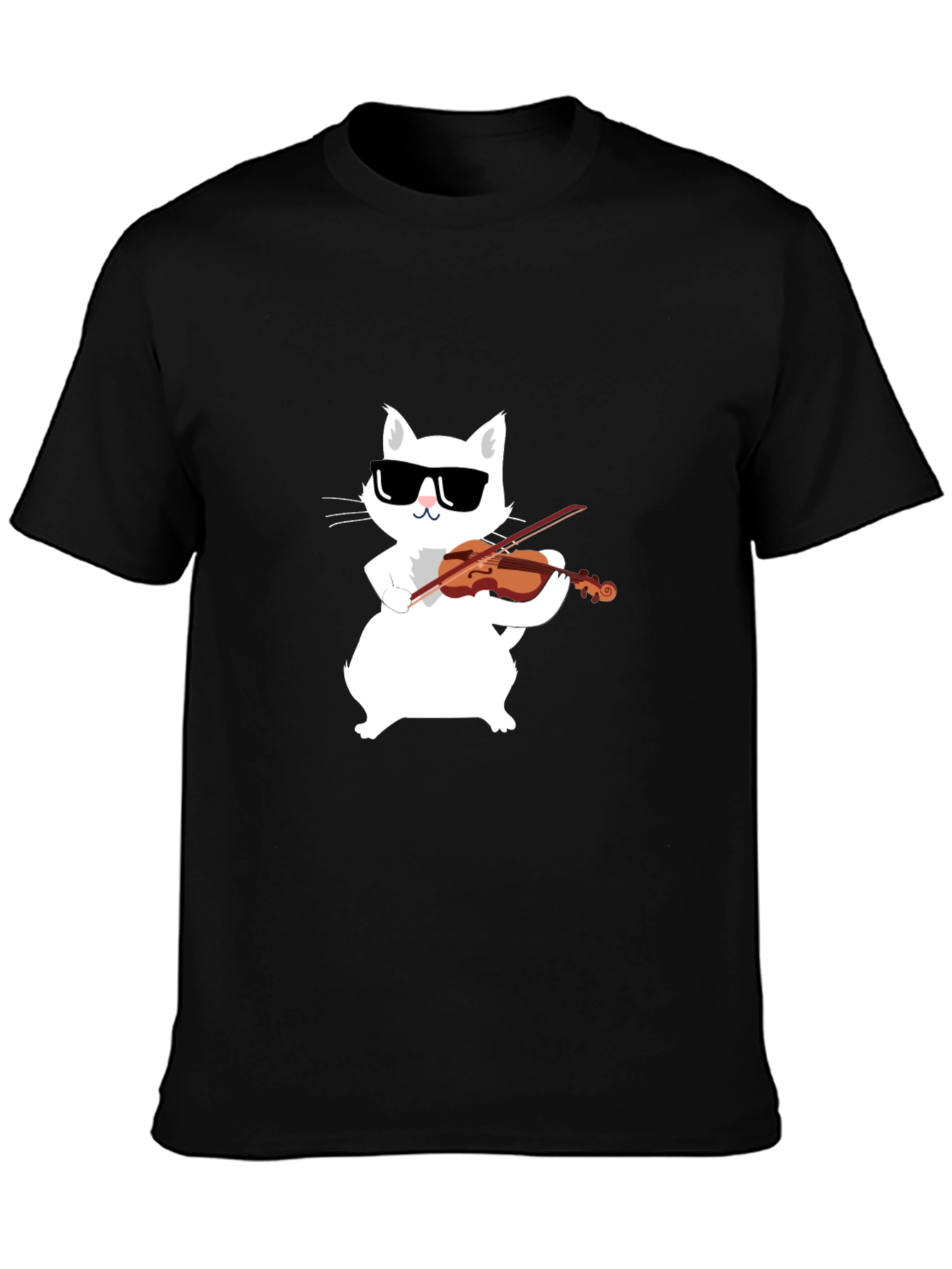 Black Cool Cat Violinist Graphic Tee view 3
